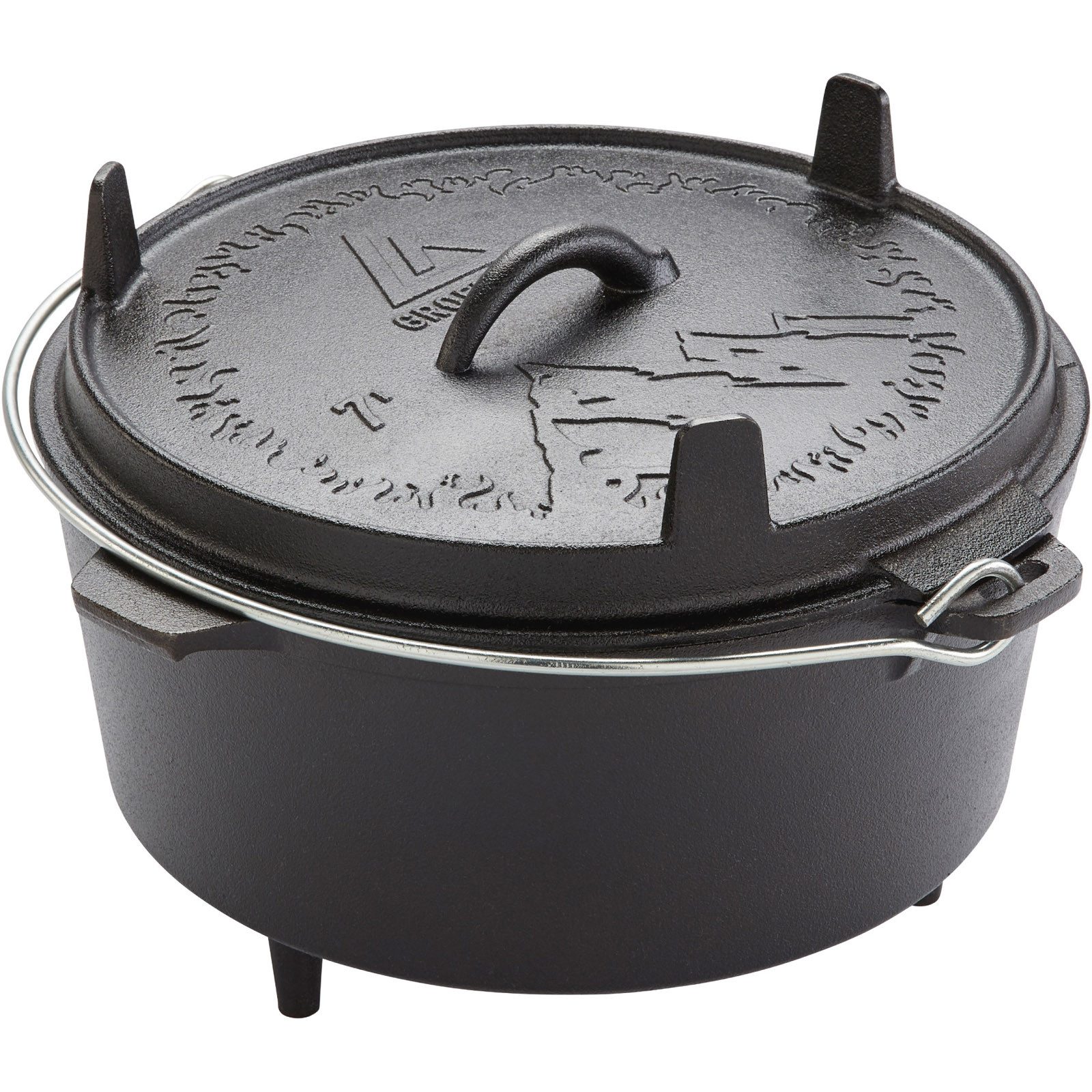 GROENBERG Grilltopf Feuertopf Askja Pot 7 L Koch Topf, Dutch Oven Camping Outdoor Gusseisen