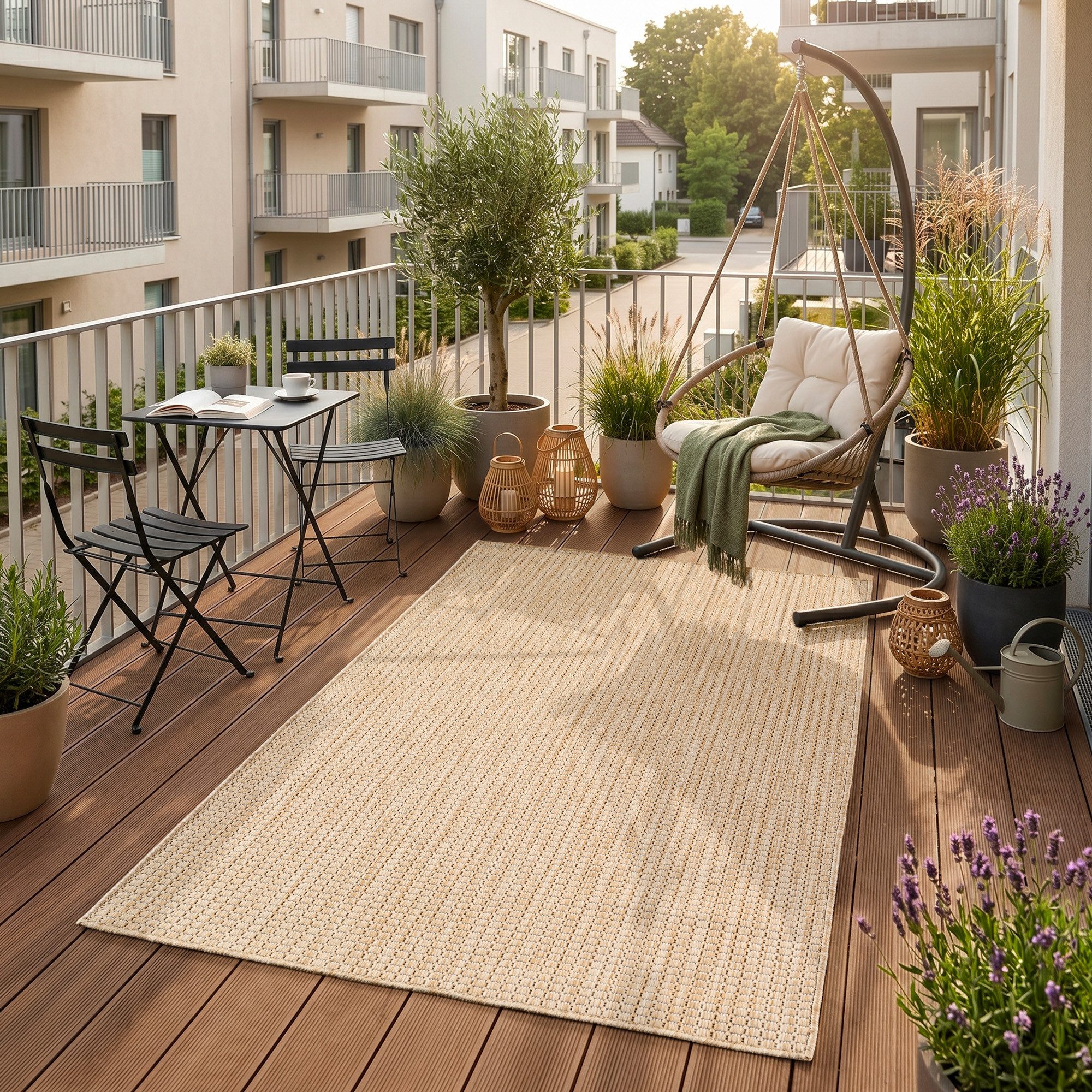 SIMPEX24 Outdoorteppich Einfarbig, Läufer, Höhe: 3 mm, Teppich Wetterfest Waschbar Balkon, Garten, Terrasse und Küchenteppich