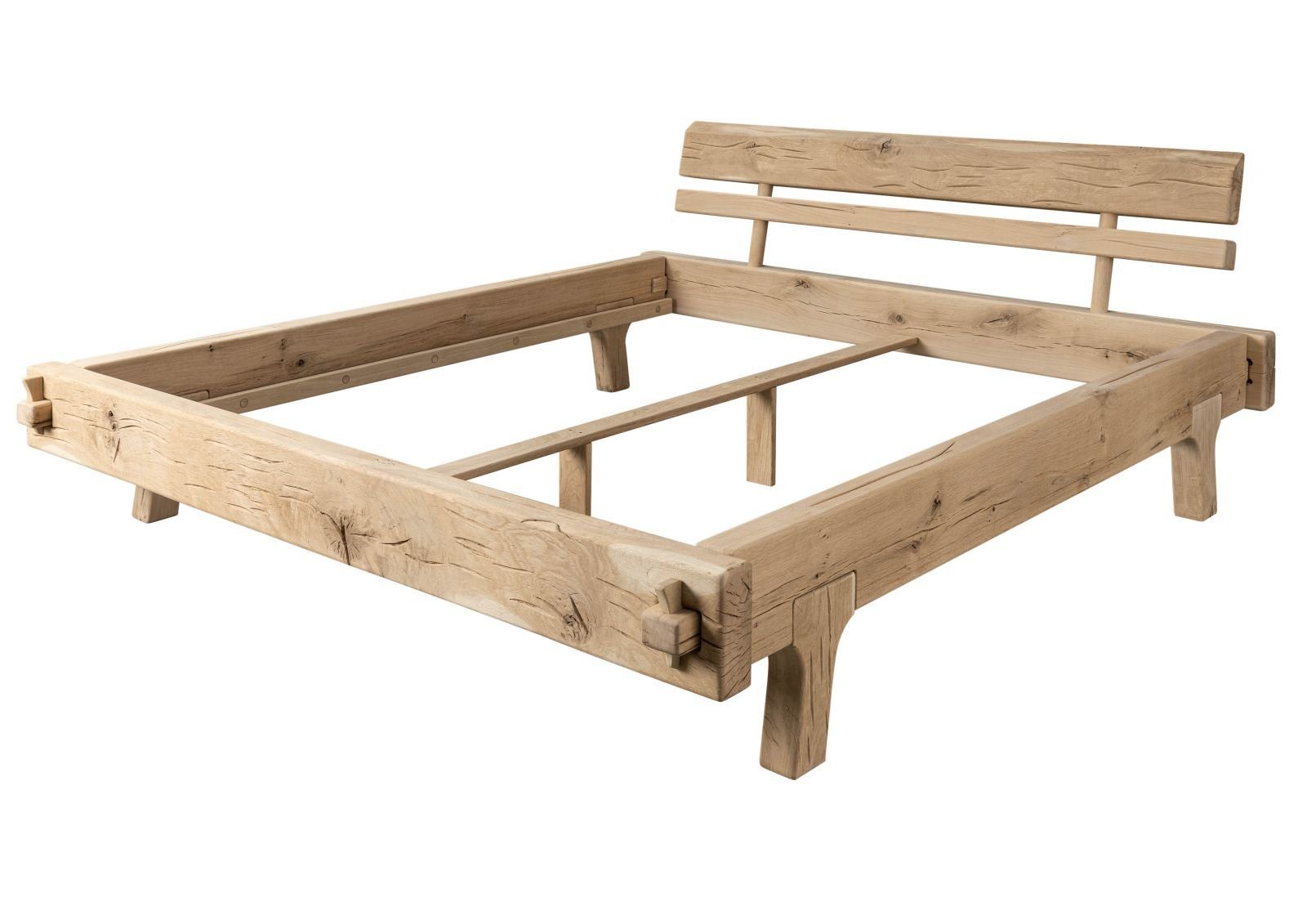 Massivmoebel24 Massivholzbett (Balkenbett Eiche 180x200 natur günstig online kaufen