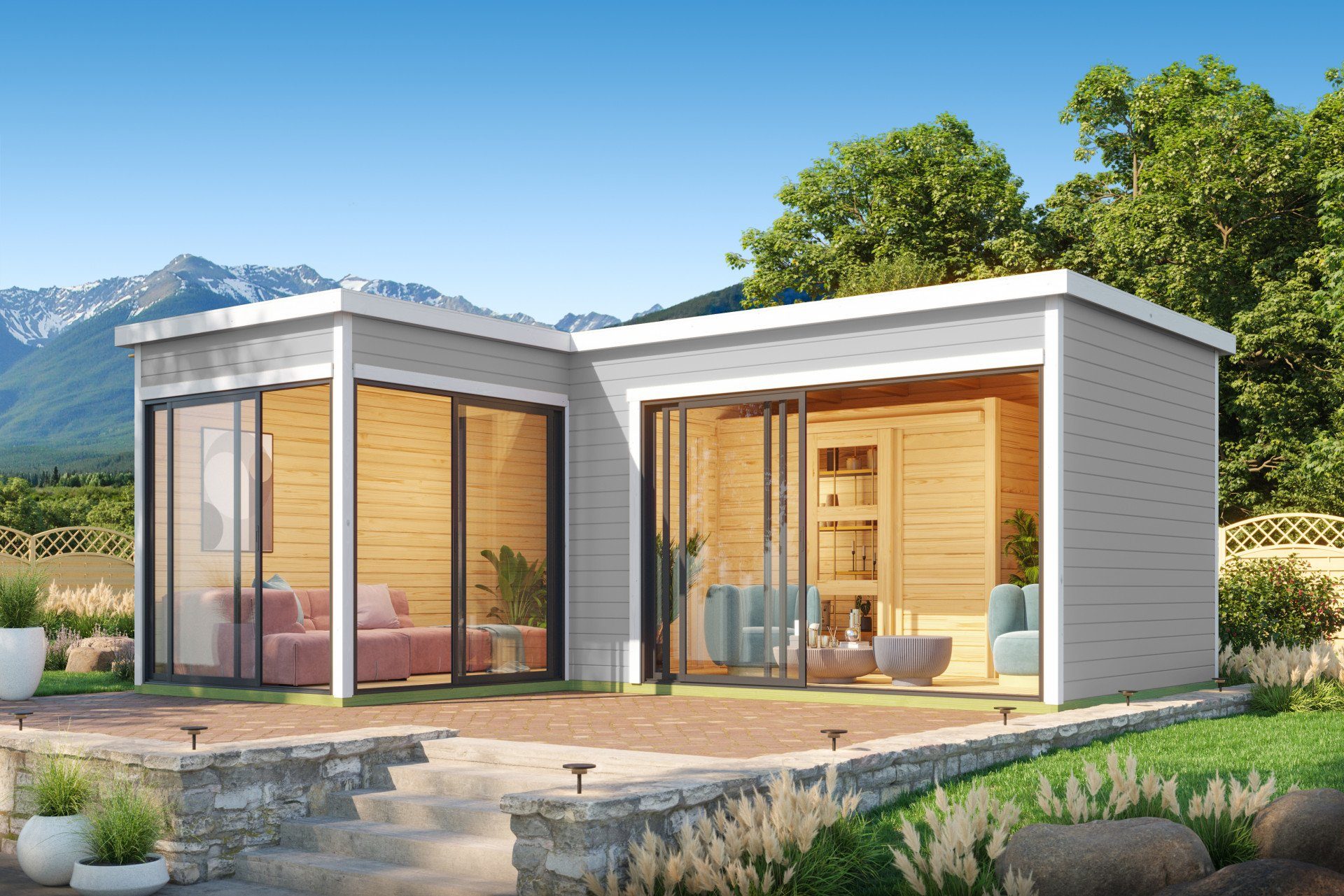 LASITA MAJA Gartenhaus Flachdach 6x5m Holz Domeo 11, BxT: 500x600 cm, mit Premium Dachbahn selbstklebend