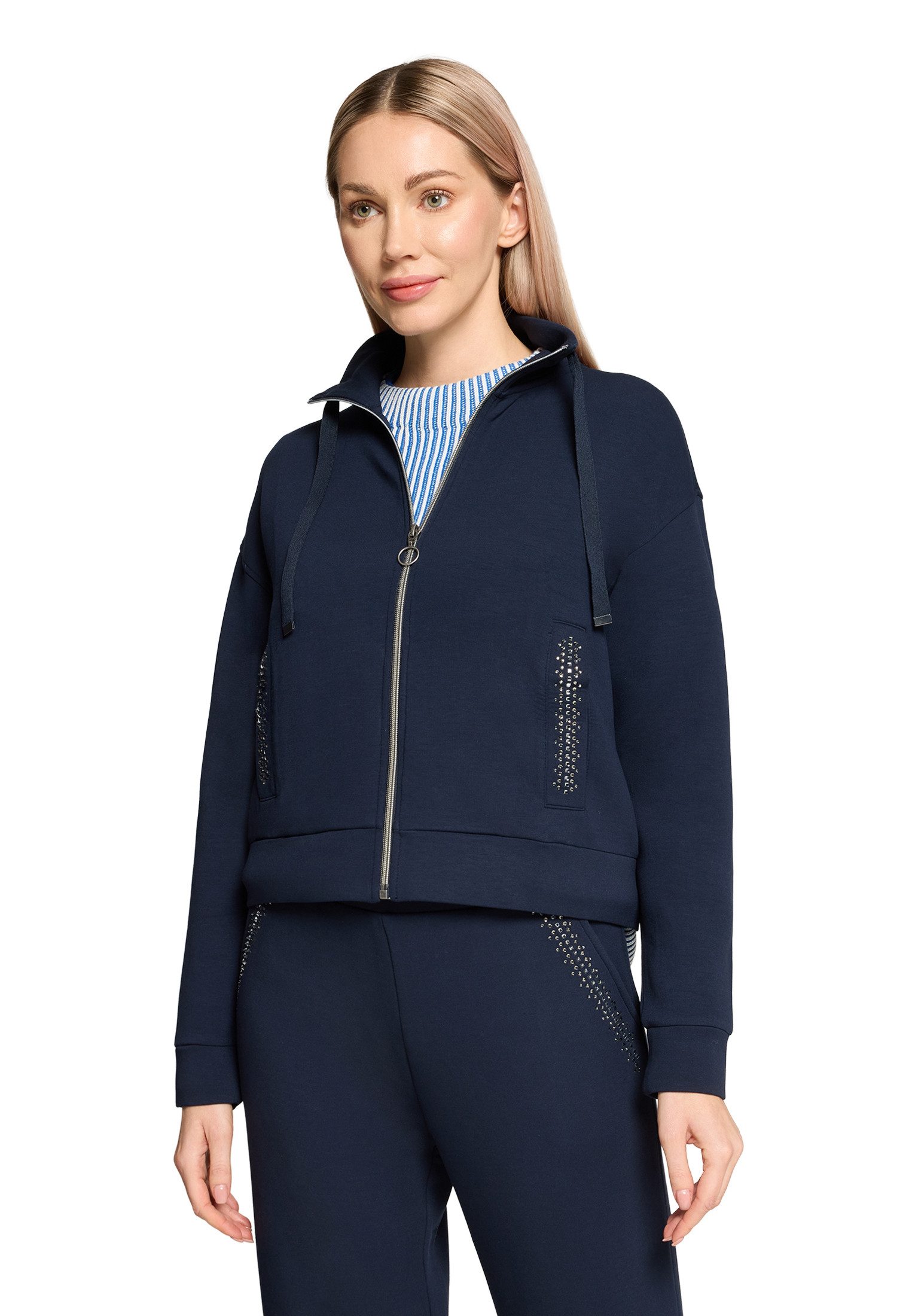 Sweatjacke Damen mit Rippenstruktur
