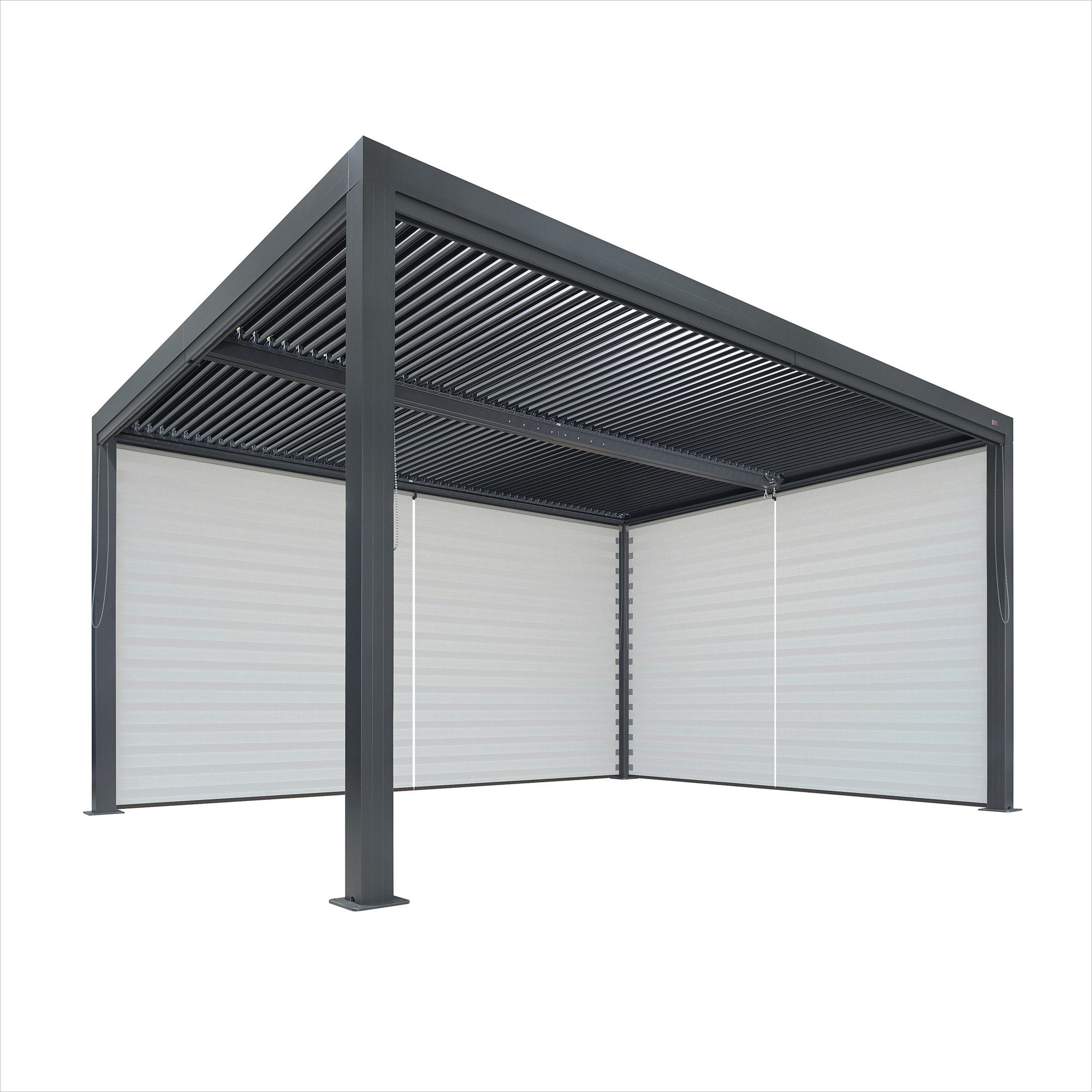 PURPLE LEAF Pergola Terrassenüberdachung mit Sonnenrollo, Gartenpavillon mit Lamellendach, (Komplettset, 1 Pergola + 2 Seitenrollos (Längs- & Schmalseite), Lamellendach verstellbar; inkl. Seitenrollo