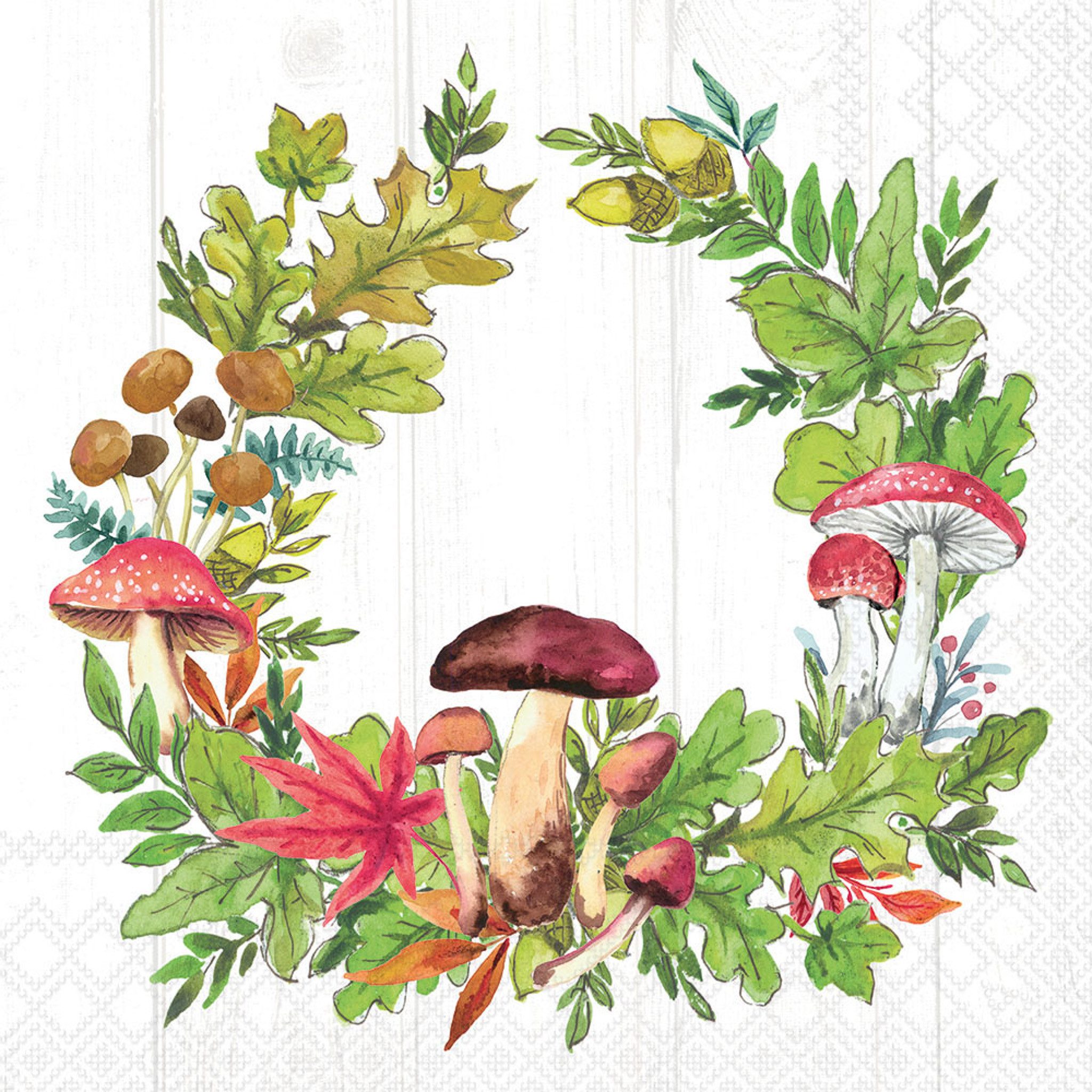 Ambiente Luxury Paper Products Papierserviette, Servietten Papier 33x33cm 3-lagig mit Waldpilze Motiv 20 Stück