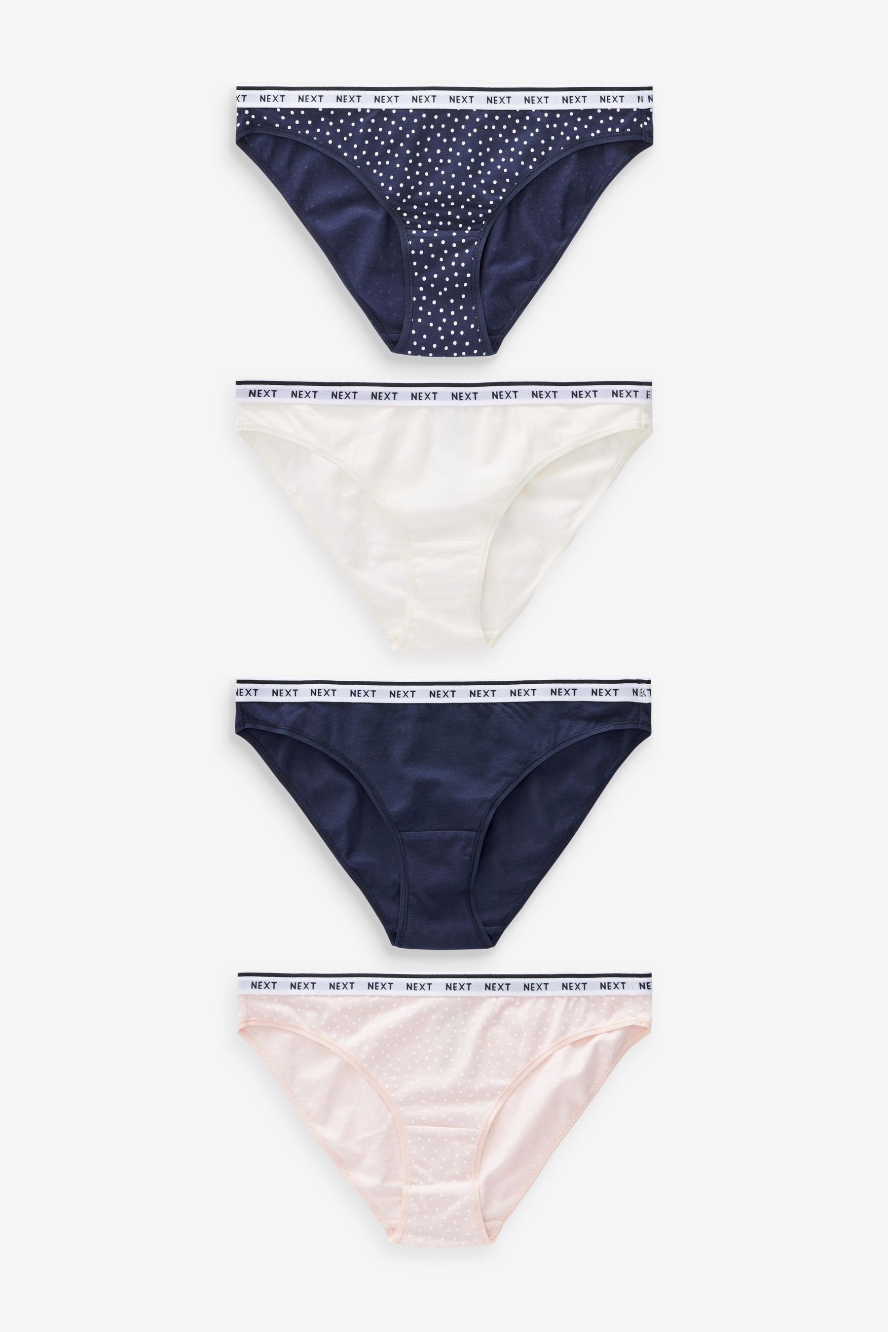 Next Slip V-Slips mit hohem Baumwollanteil und Logo, (4-St) Navy/ Pink Spot