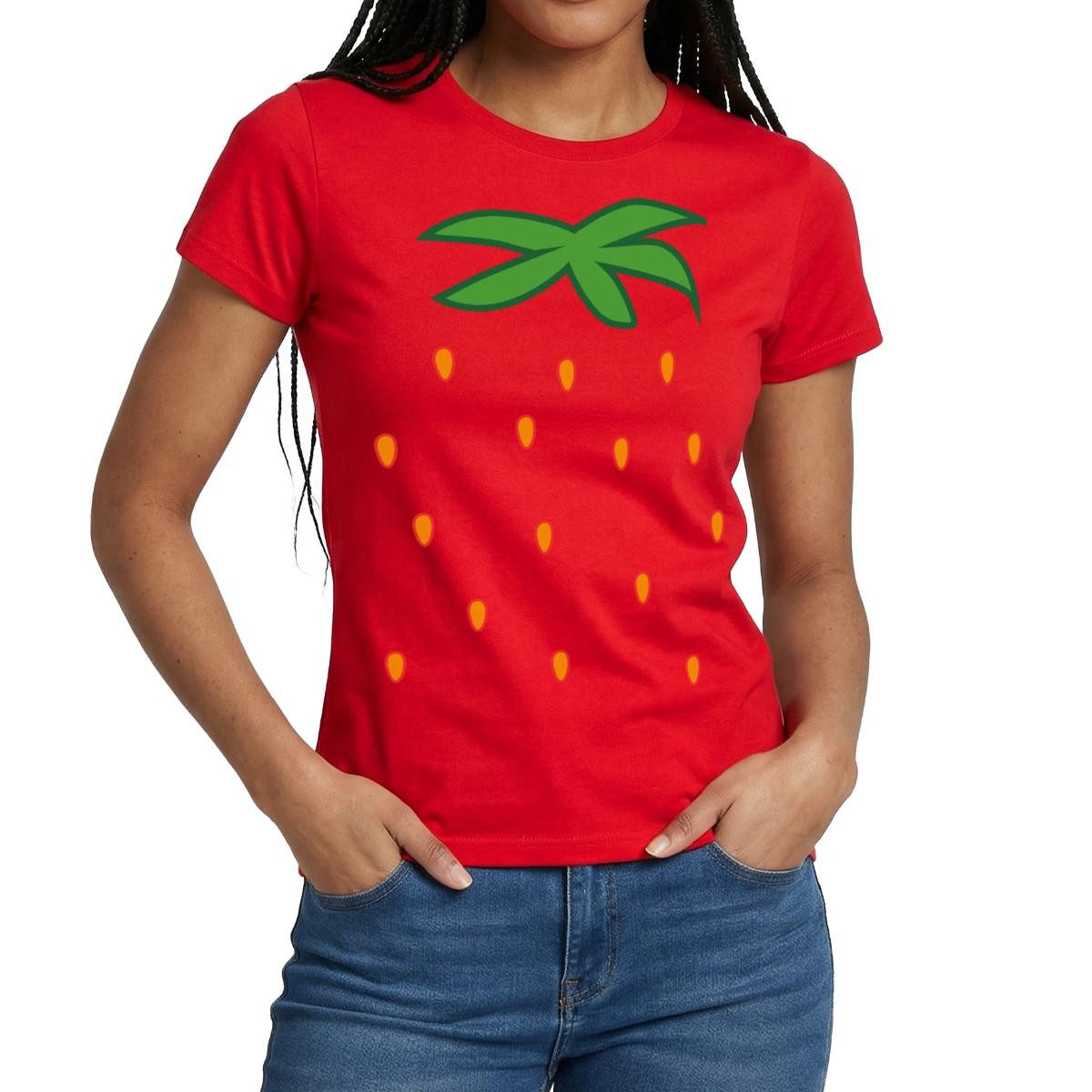 Spreadshirt T-Shirt Erdbeere Früchte Kostümersatz Karneval Fasching Frauen günstig online kaufen