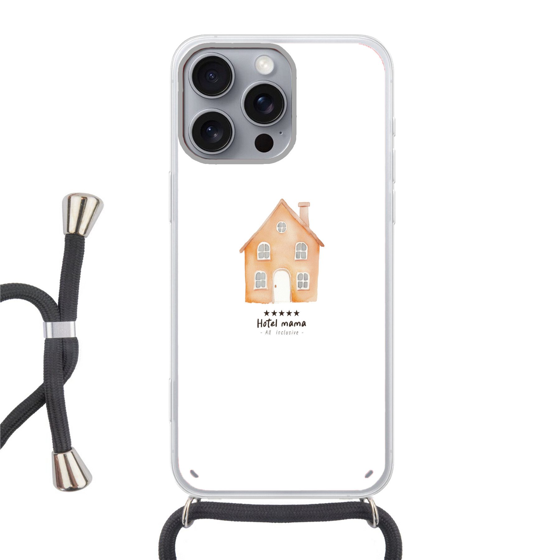 MuchoWow Handyhülle für Apple iPhone 16 Pro Max Orange - Landhaus - Angebot - Hotel, Tragbare Handyhüllen mit Kette zum umhängen, Handykette Handyband