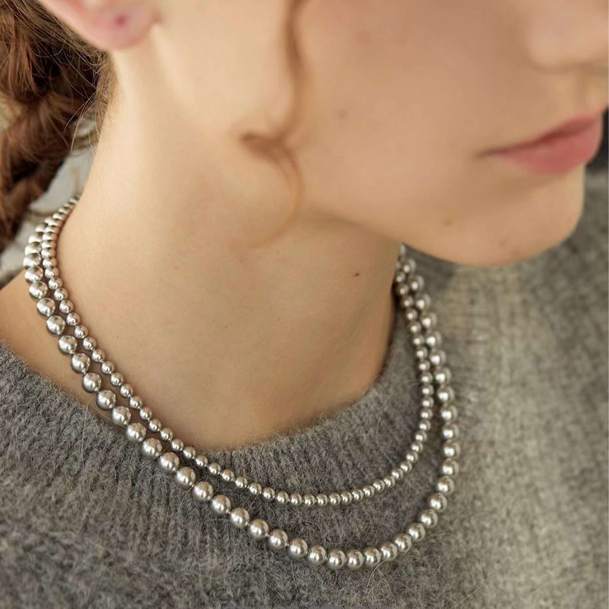 GOLDEN Perlenkette Kristall Perlen Halskette, Classic Pearl Choker Halskette, Swarovski Halskette 45cm + 5cm | Perlenketten