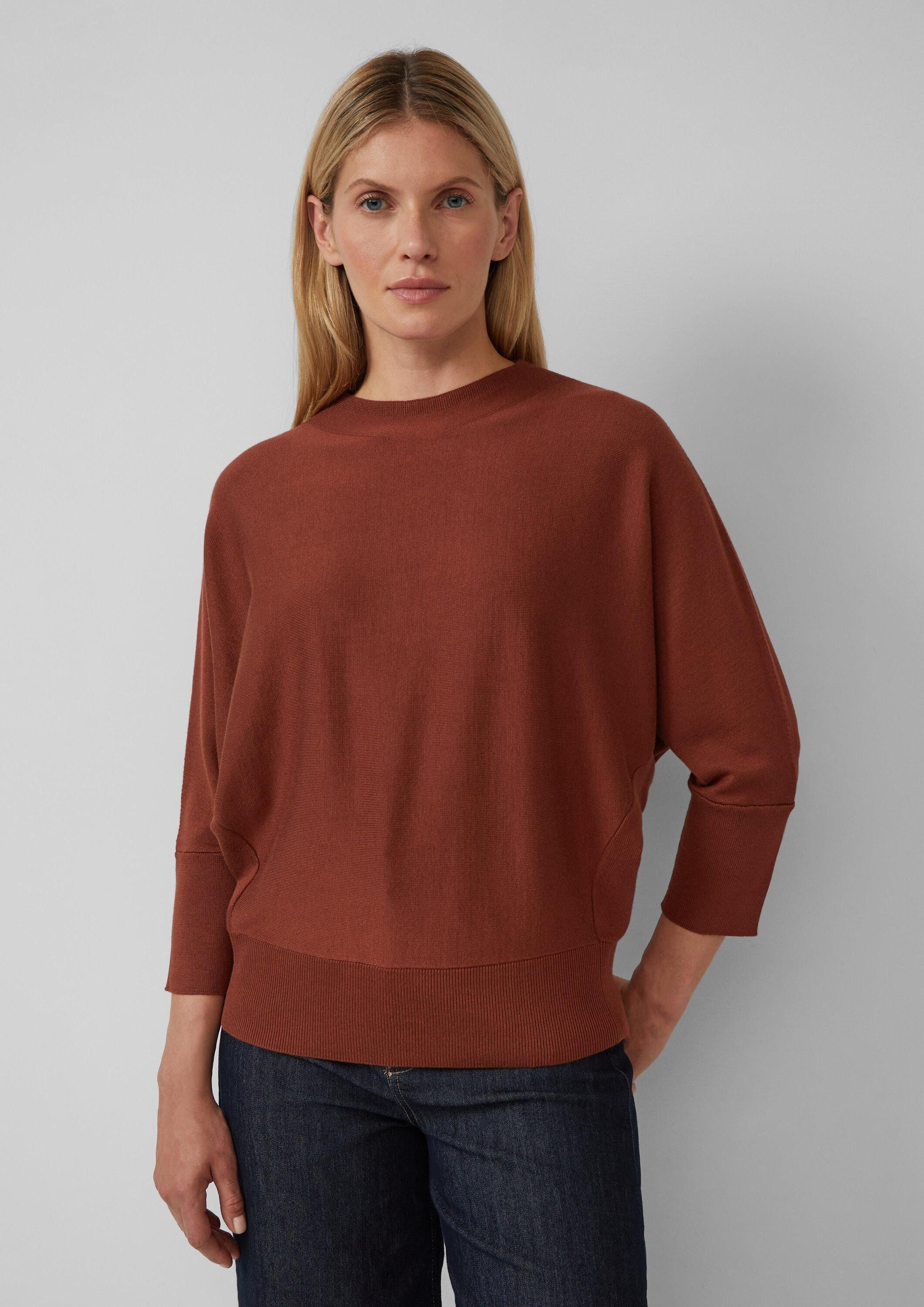 s.Oliver 3/4 Arm-Pullover Strickpullover Strickpullover mit Fledermausärmeln und Rippbündchen