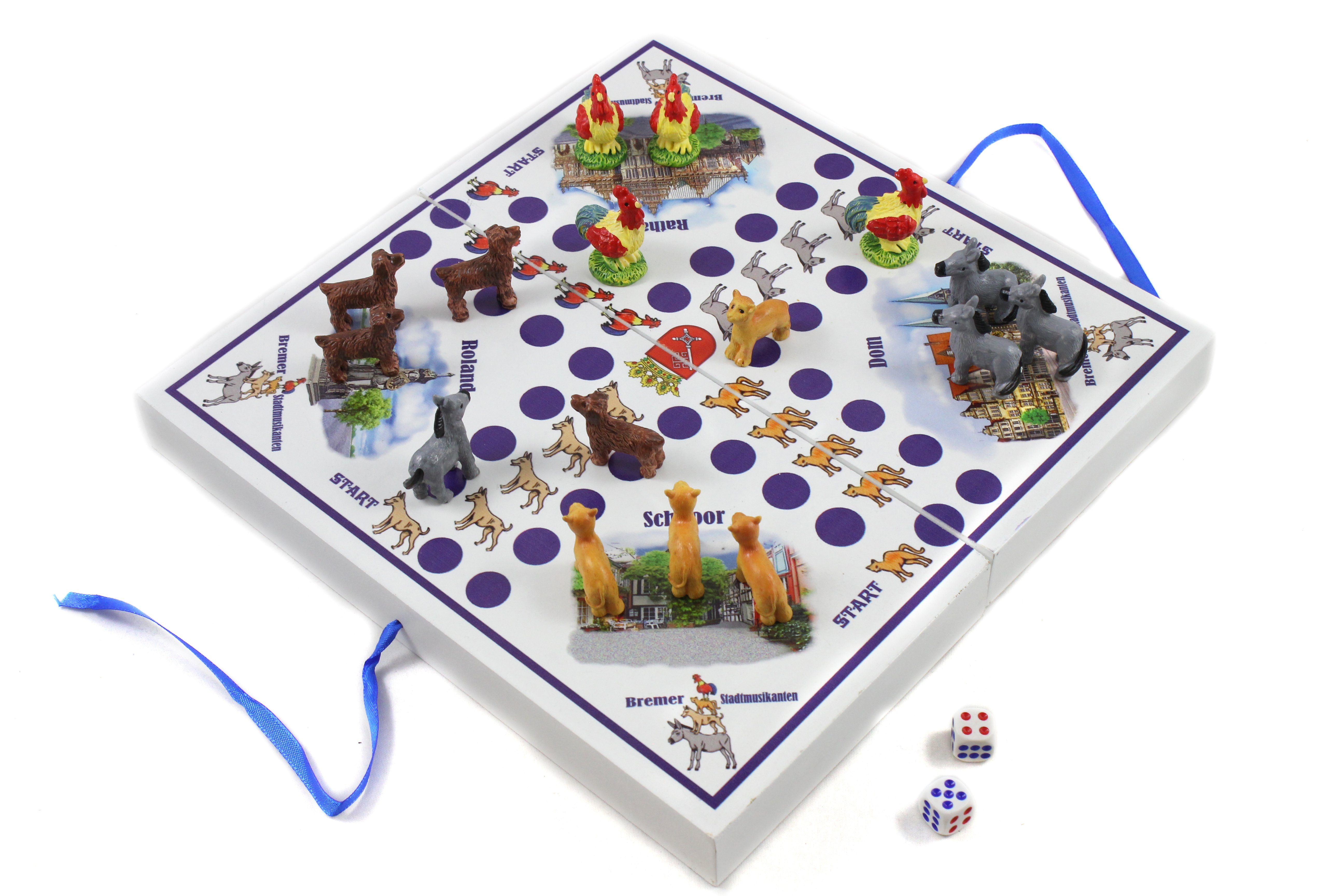 ELLUG Spiel Würfelspiel Brettspiel Bremen Stadtmusikanten Esel Hund Katze Hahn, Gesellschaftsspiel