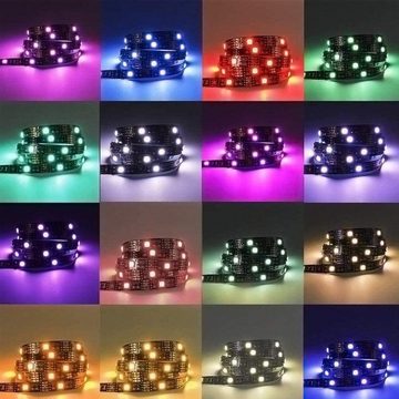 LETGOSPT LED-Streifen 5m RGB 5050 mit 24 IR-Fernbedienung Ultra langes, Ultra langes LED-Leuchten mit 16 Millionen Farben