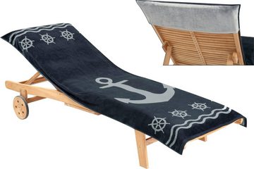 Delindo Lifestyle Strandtuch Tropical Anker, Velours (1-St), mit Umschlag für besseren Halt auf dem Liegestuhl