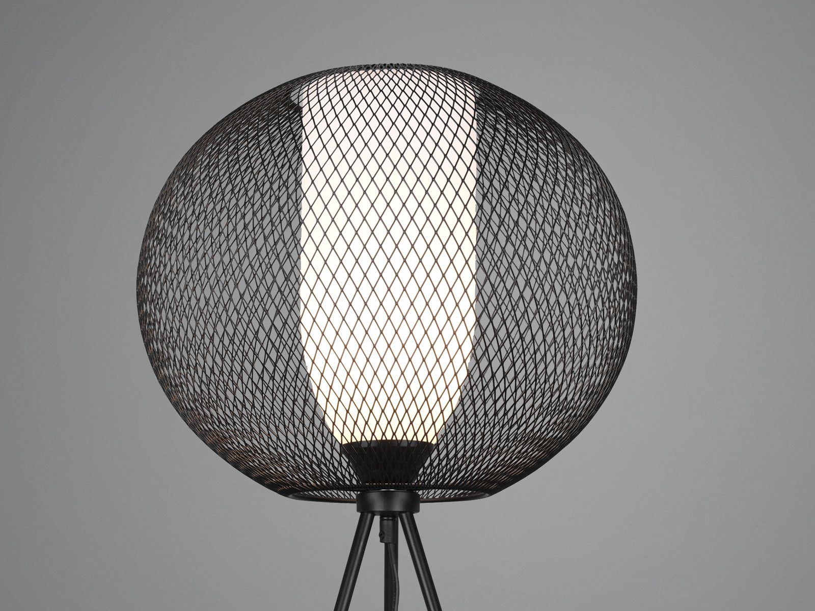 wechselbar, Stehlampe, Warmweiß, Tripod 150cm Dimmfunktion, LED dimmbar meineWunschleuchte Höhe ausgefallene Industrial Vintage LED Gitter-lampe