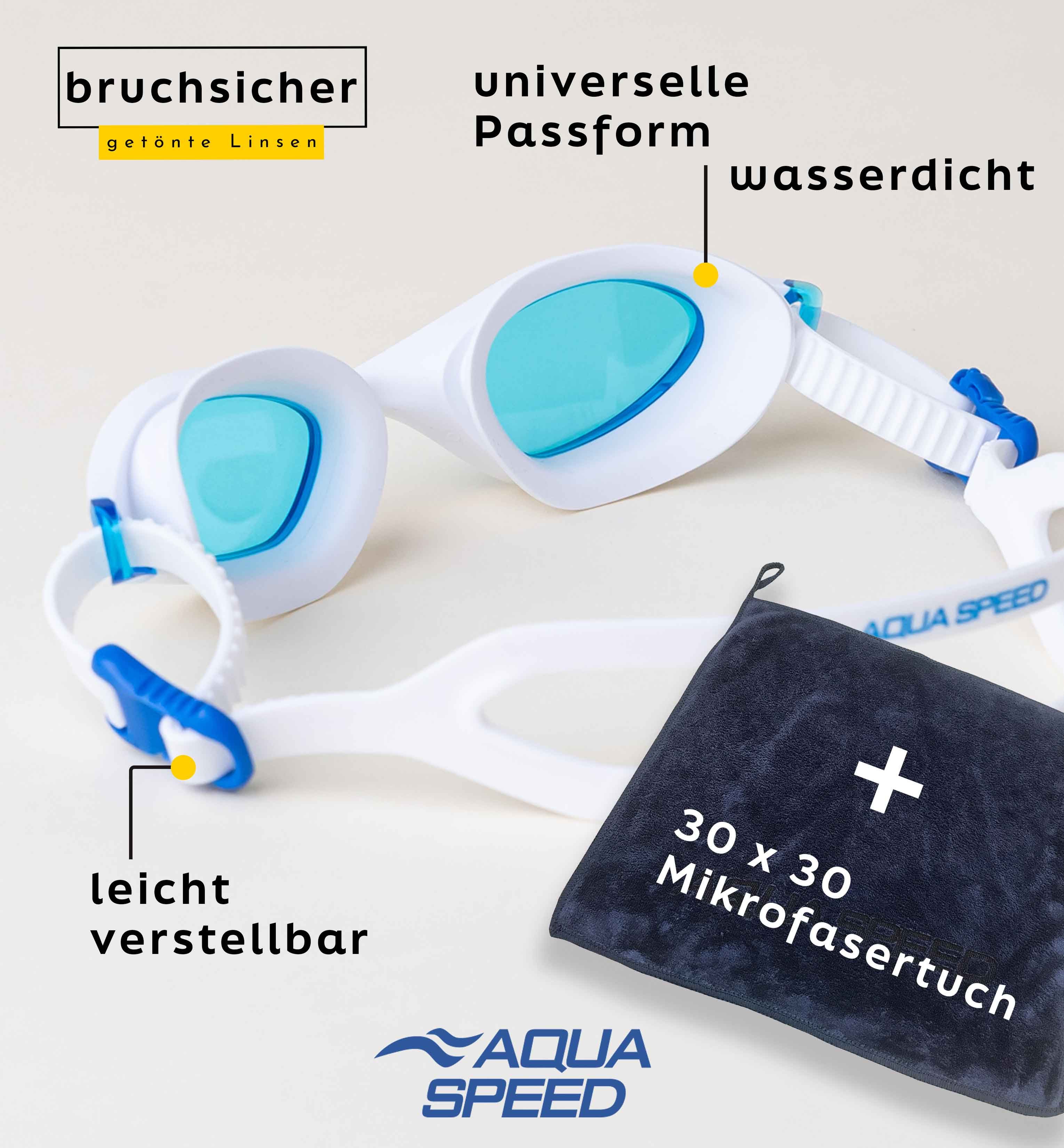 Aqua Speed Schwimmbrille Serenity Wasserbrille verspiegelt weiß – UV-Schutz & Spiegelglas, (Hygienisch, sicher & klar – für entspannte Schwimmroutinen), Breites Sichtfeld & sanfte Abdichtung – für jedes Schwimmlevel
