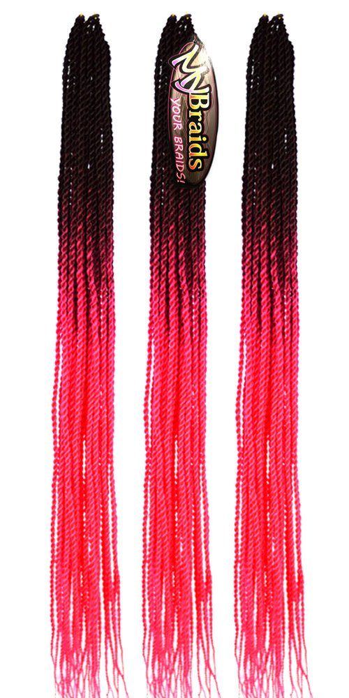 MyBraids YOUR BRAIDS! Kunsthaar-Extension Senegalese Twist Crochet Braids 3er Pack Ombre Zöpfe 1-SY Schwarz-Pink