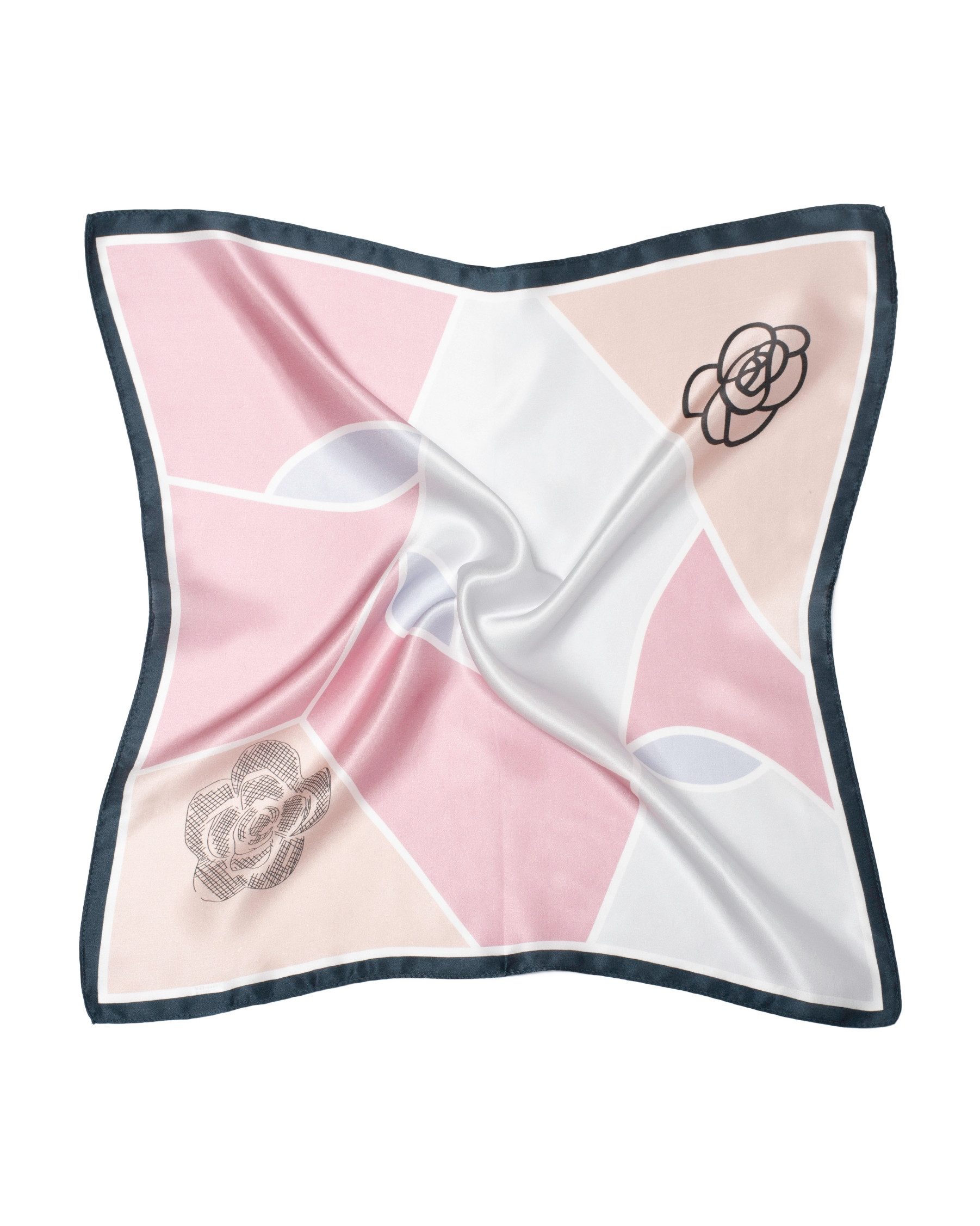 Seidentuch quadratisch zarte Rose 53x53