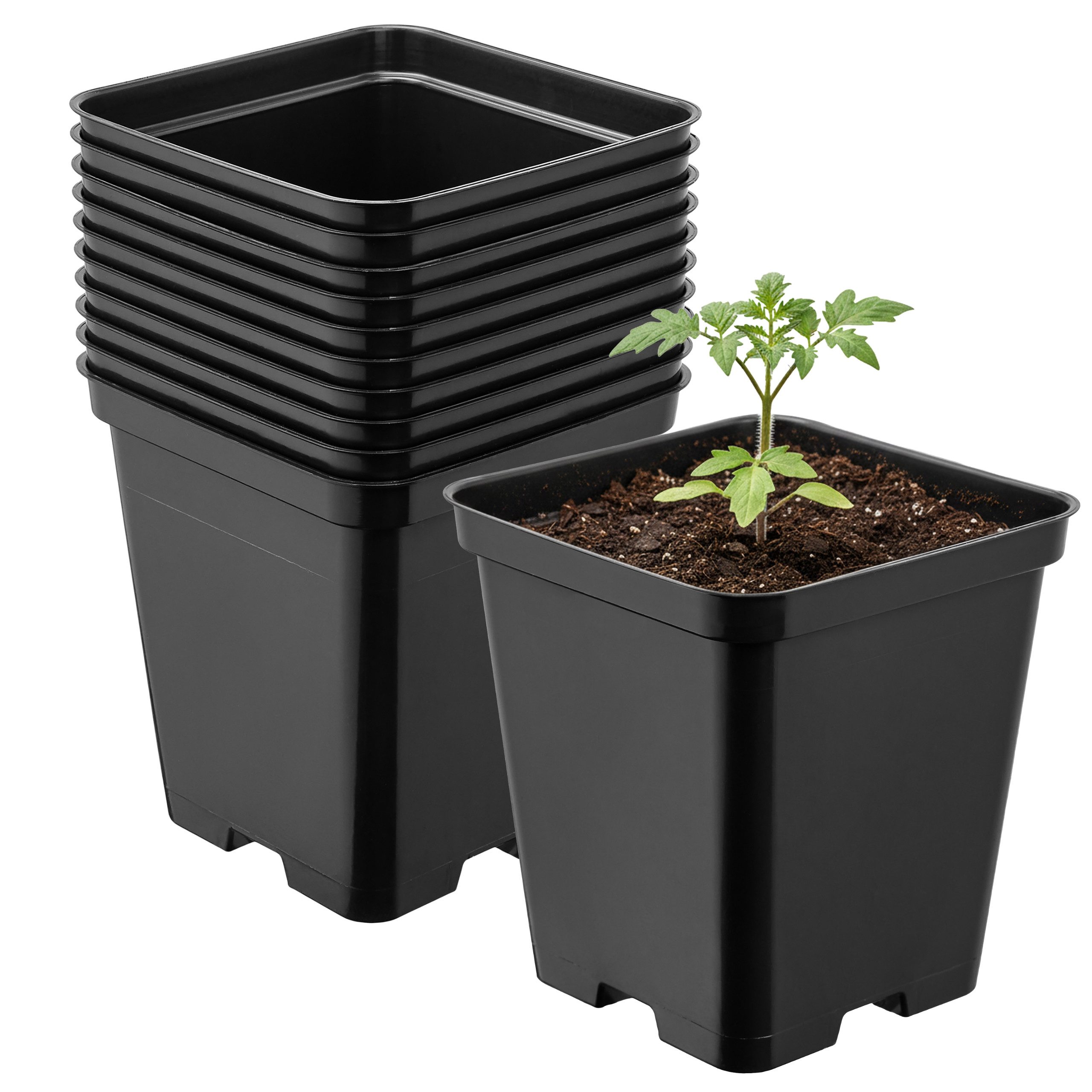 Garronda Blumentopf Kunststoff eckig mit Drainagelöchern Blumentopf für Garten GD-0199 (10 St., 10er Set)