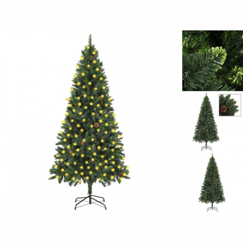 vidaXL Künstlicher Weihnachtsbaum Künstlicher Weihnachtsbaum mit LEDs Kiefernzapfen Grün 210 cm