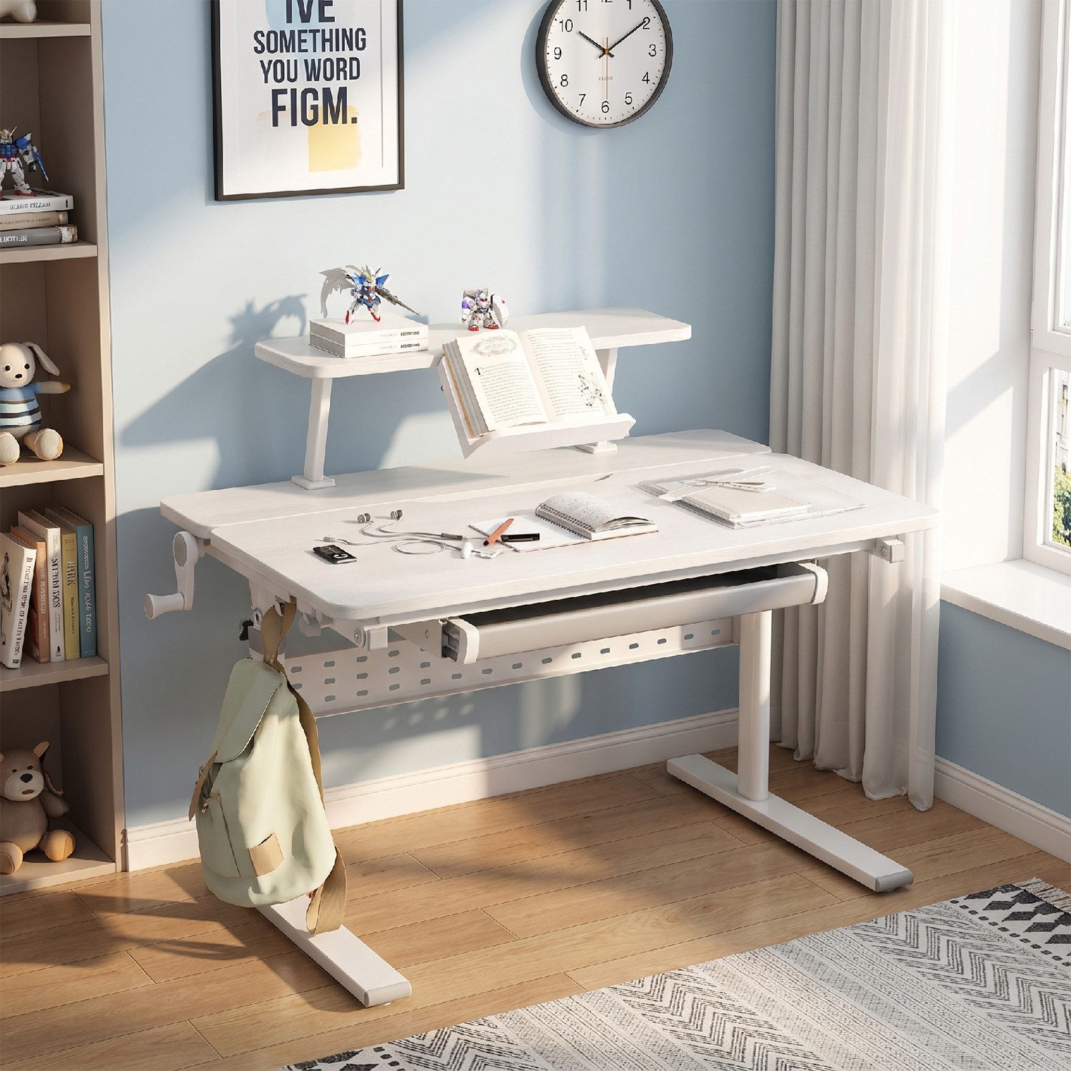 Ergo Office Kinderschreibtisch ER-483 mit Höhenverstellung und Neigungsverstellung bis zu 40 Grad, Ergonomischer Kinderschreibtisch – Bild 4 von 5