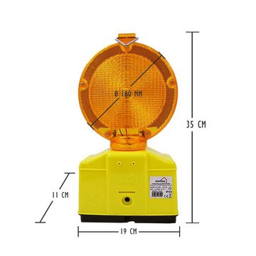 siwitec Baustrahler LED Warnleuchte mit Dämmerungssensor und Lampenschlüssel, Blink- und Dauerlichtfunktion, Dämmerungsautomatik
