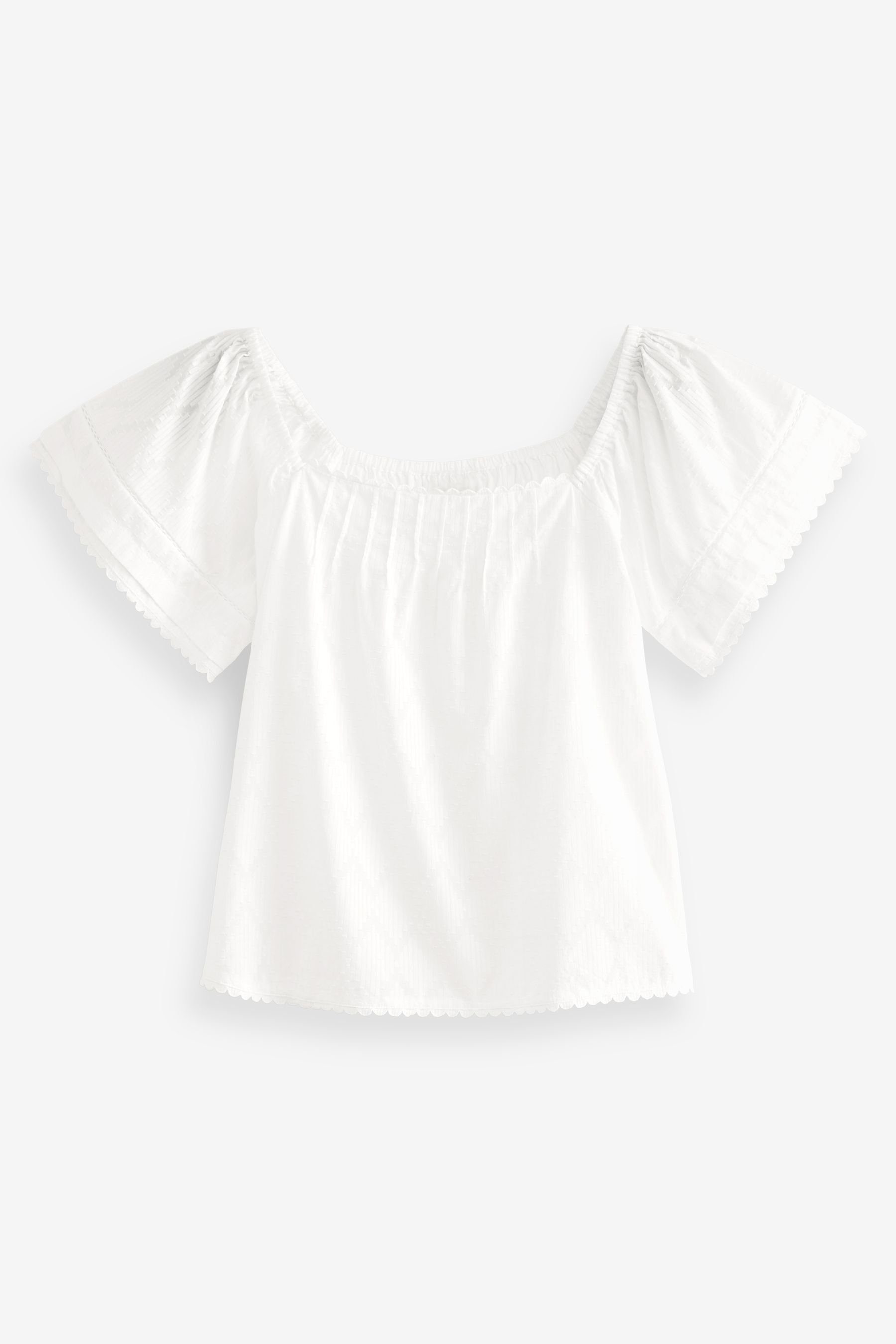(1-tlg) White Biesen Kurzärmeliges, mit strukturiertes Top Next Blusenshirt