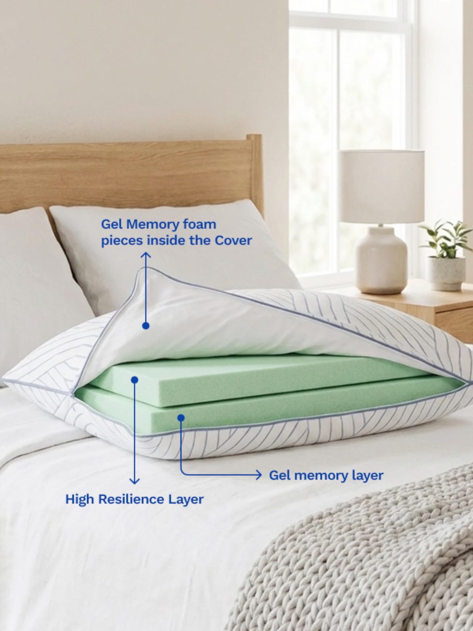 scarnatti Nackenstützkissen FlexCool Gel-Memory-Foam Kissen – Höhenverstellbares ergonomisches, Füllung: Gel-Memory-Foam, Seitenschläfer, Bauchschläfer, Rückenschläfer, Nackenstützkissen mit Kühleffekt, atmungsaktiv