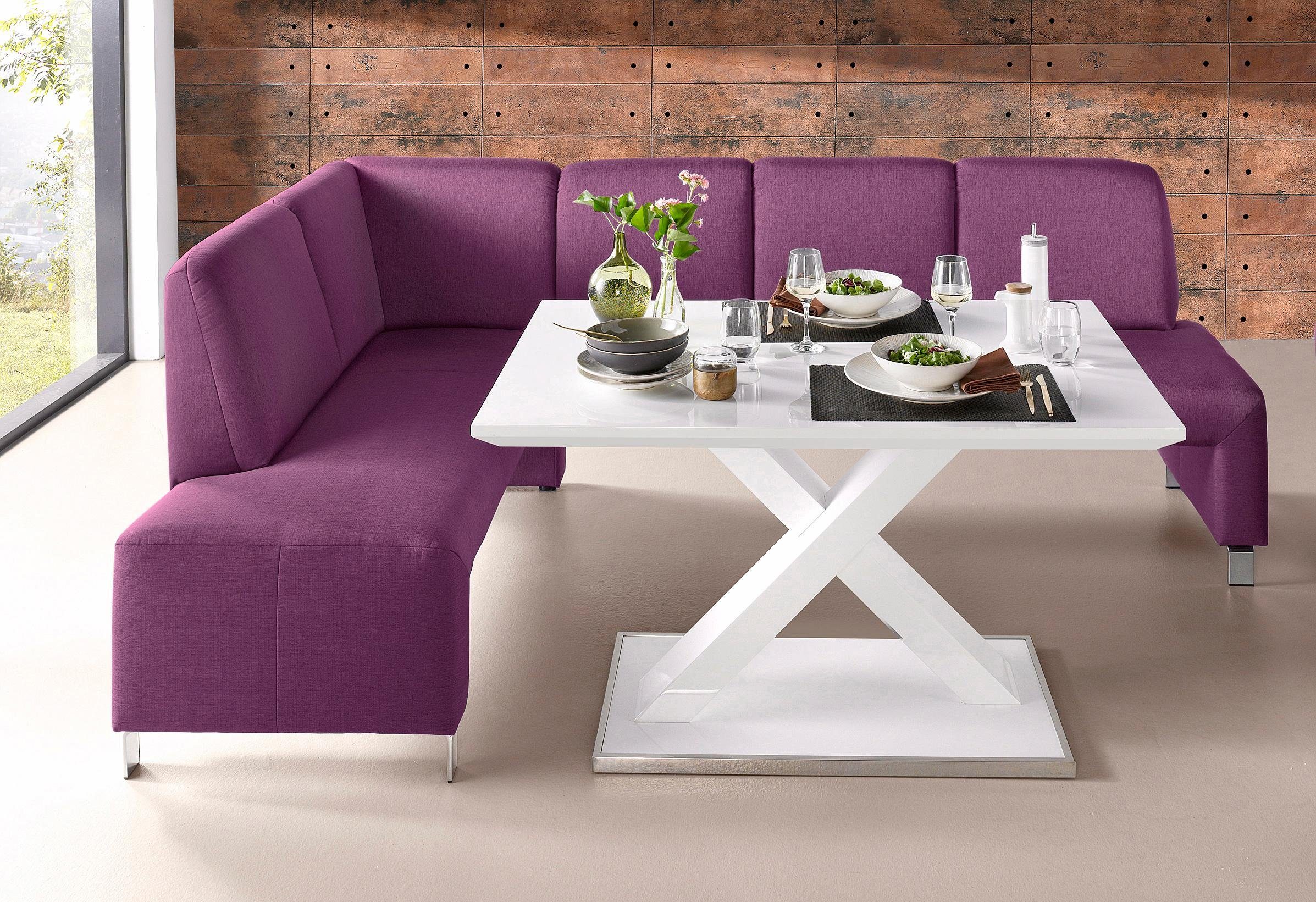 exxpo - sofa fashion Eckbank Intenso, viele Bezugsstoffe Cord, Leder, Struktur 244/157 cm (B/T), hohe Bodenfreiheit, frei im Raum stellbar, hoher Sitzkomfort
