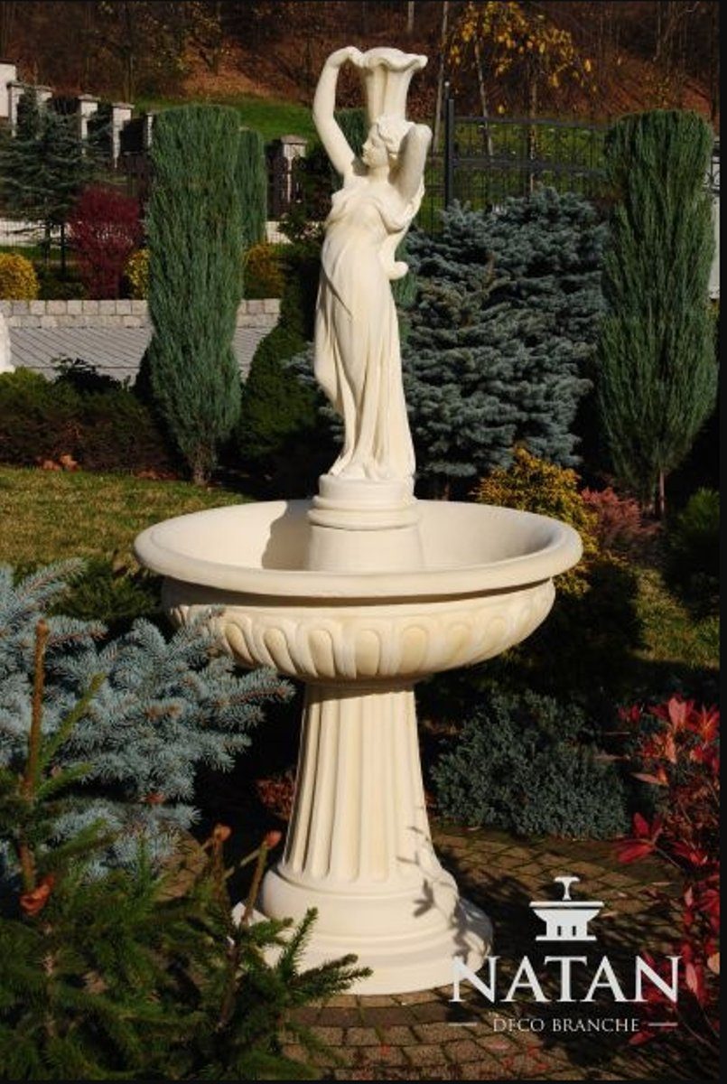JVmoebel Skulptur Froschbrunnen Brunnen Gartenbrunnen Fontaine Steinbrunnen