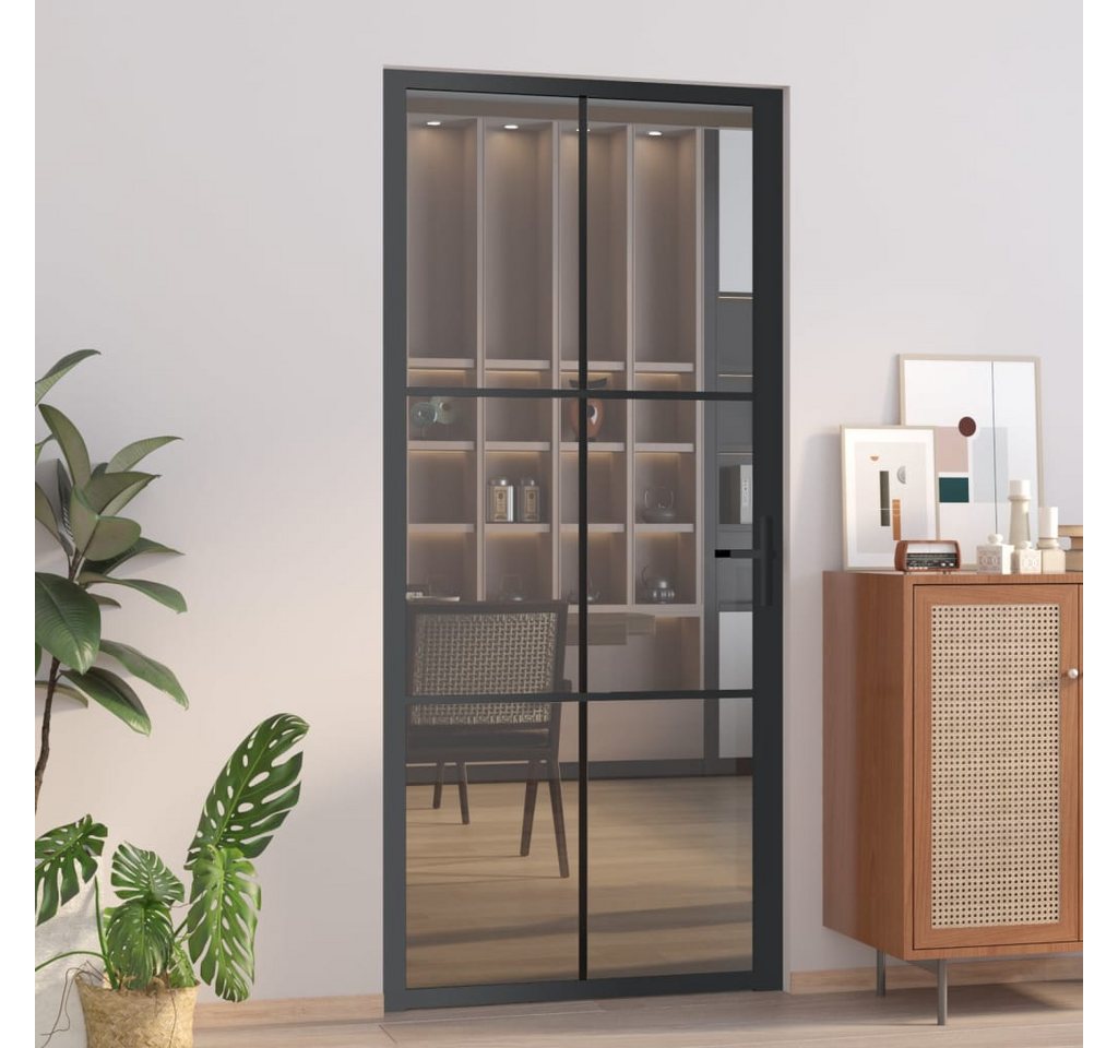 Thumbnail - vidaXL Zimmertür, Innentür 93x201,5 cm Schwarz ESG-Glas und Aluminium