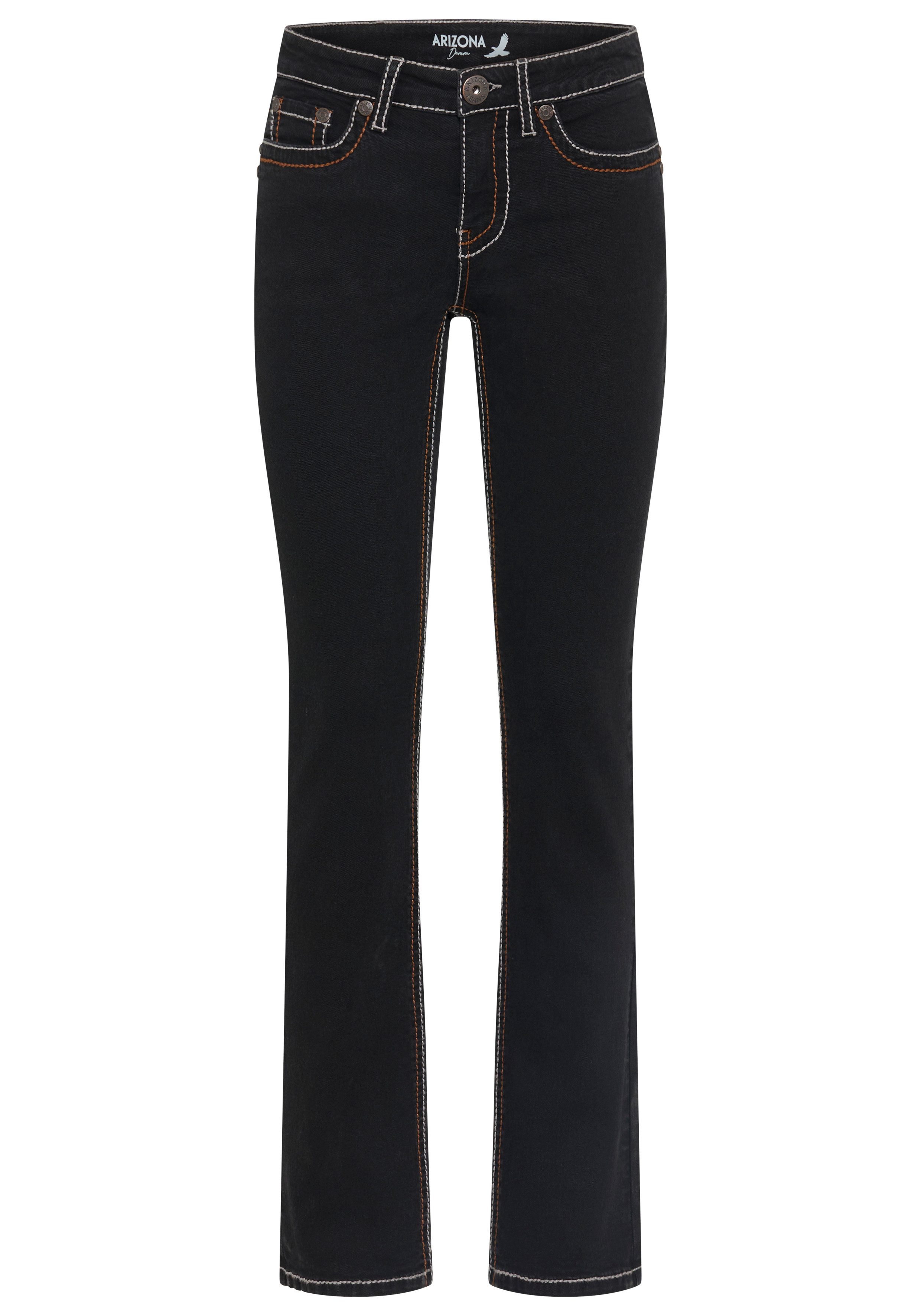 Arizona Gerade Jeans Kontrastnähte niedrige Leibhöhe, in 5-Pocket-Form, Used-Look-Waschung – Bild 5 von 5