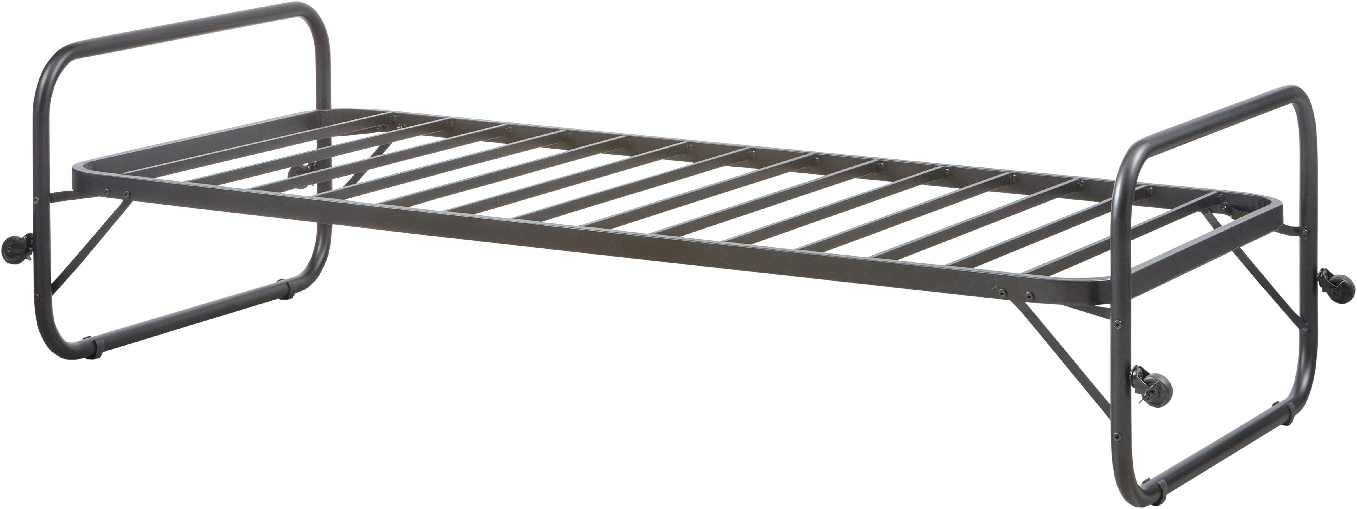 WOOOD Bettgestell Lucy Metallrahmen pulverbeschichtet zusammenklappbar, 206 x 96 x 57 cm, Eingeklappt 30 cm hoch, Tragkraft 150 kg, Matratzenmaß 90x200 cm