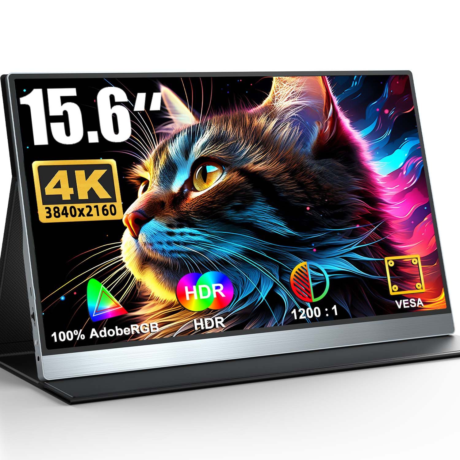 UPERFECT Tragbarer Monitor 4K, Gaming Monitor, 100 % AdobeRGB Portabler Monitor (39,62 cm/15.6 ", 3840x2160 px, 4K, 35 ms Reaktionszeit, 60 Hz, IPS)