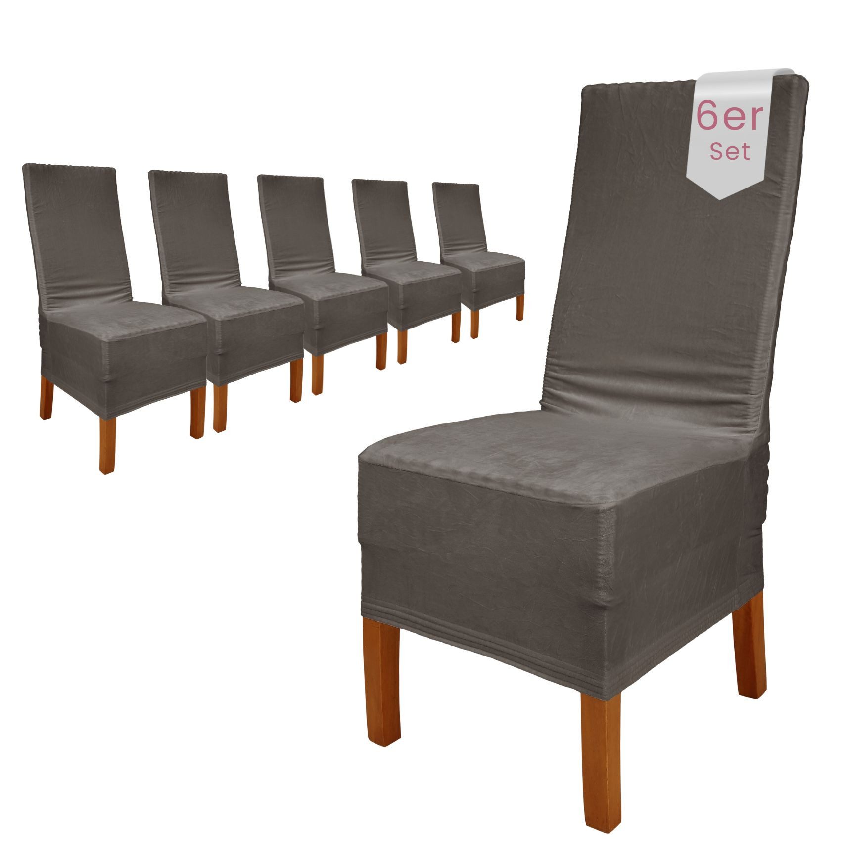 sh SCHEFFLER-HOME LIVE HOMESTYLE Stuhlhusse VelvetFit Puma – elastischer Stuhlbezug, für große Stühle, Samt-Optik, Idealmaße 46×66 cm Rückenlehne