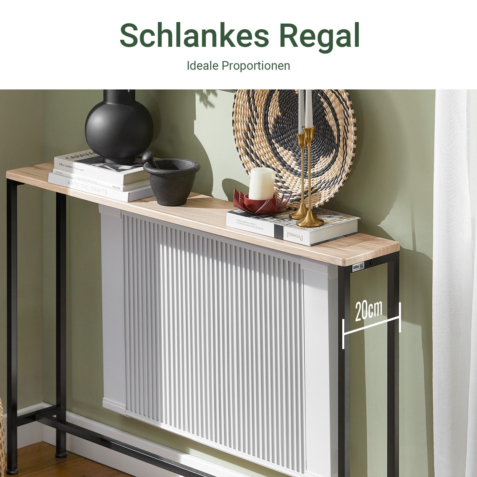 SoBuy Konsolentisch FSB19-XL, Flurtisch schmal, Beistelltisch, Sofatisch Sideboard, Konsolentisch, für Flur Möbel, Büro, schmales Design, Breite 120 cm