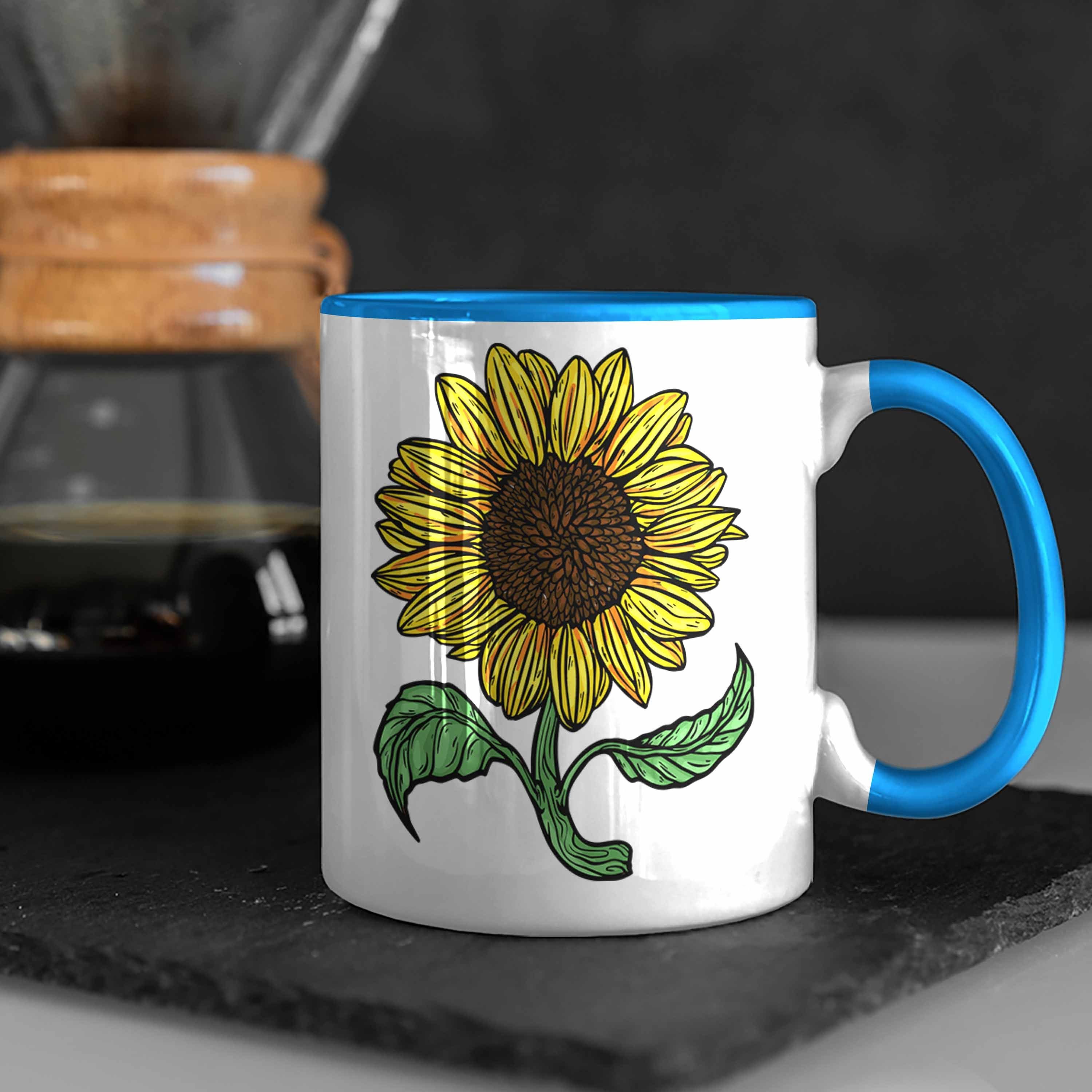Blau Lustige Tasse Sonnenblume Trendation Sonnenblumenliebhaber für Tasse Geschenk