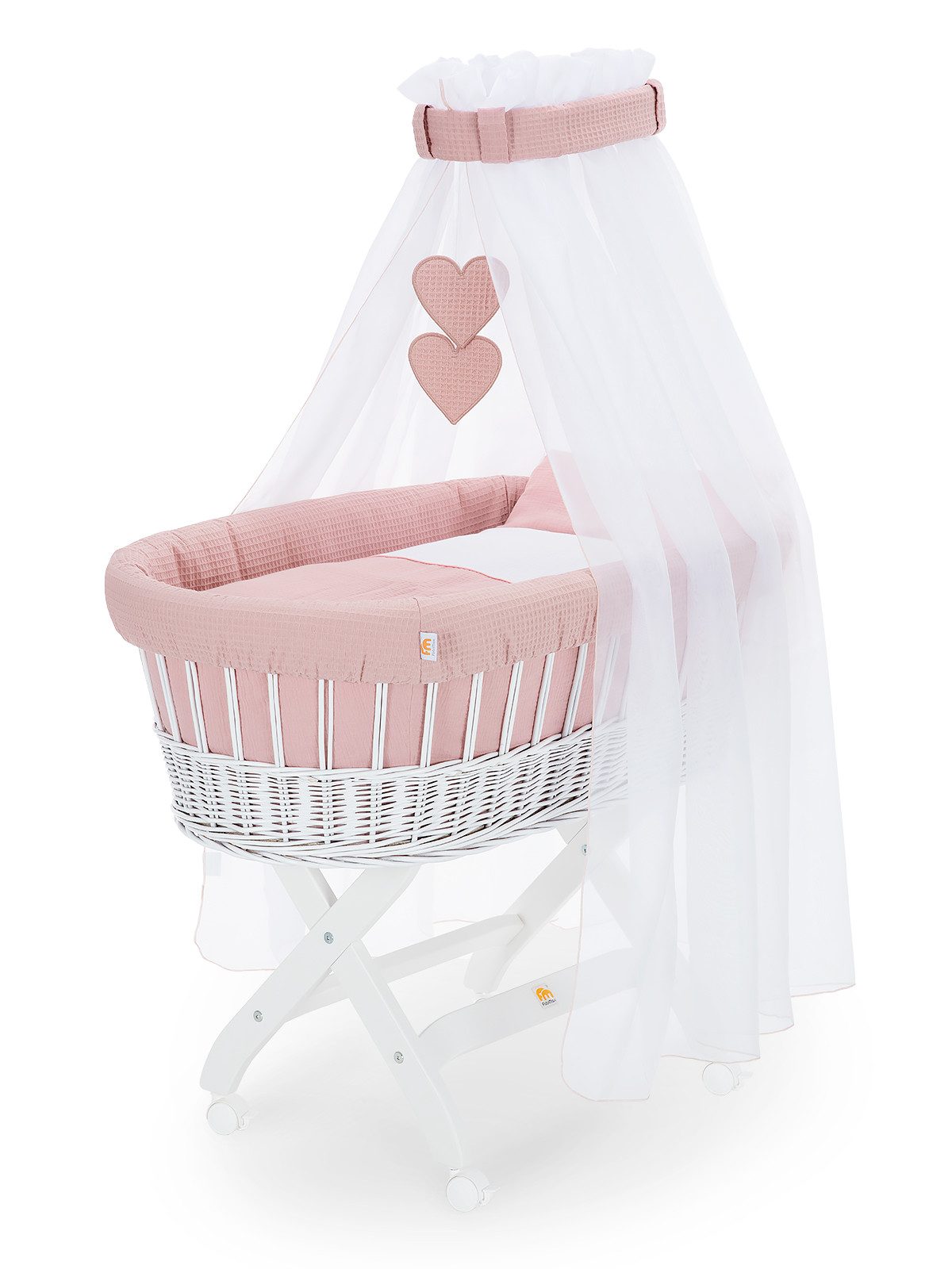 FabiMax Stubenwagen weiß lackiert, Komplettset, Komplettset, Musselin & Waf günstig online kaufen