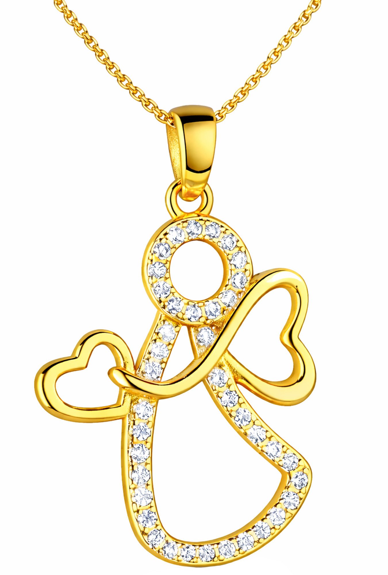 Limana Kette mit Anhänger Damen Mädchen gold 925 Silber Schutzengel Halskette Schmuck (inkl. Dose Geschenk Kinder, Frauen, Freundin), Geburtstag Ostern Einschulung Schulanfang Kommunion Weihnachten