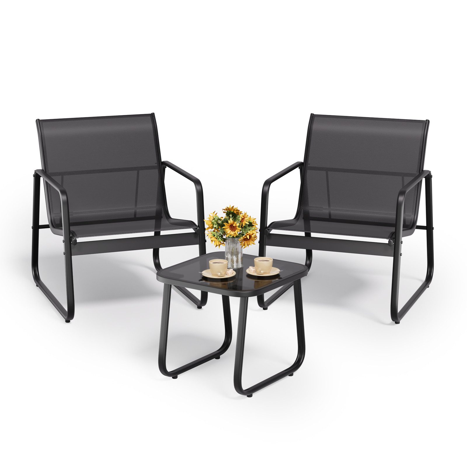Bealife Balkonset Garten Balkonmöbel-Sets,2 Sessel und 1 Tisch für Garten, Terrasse