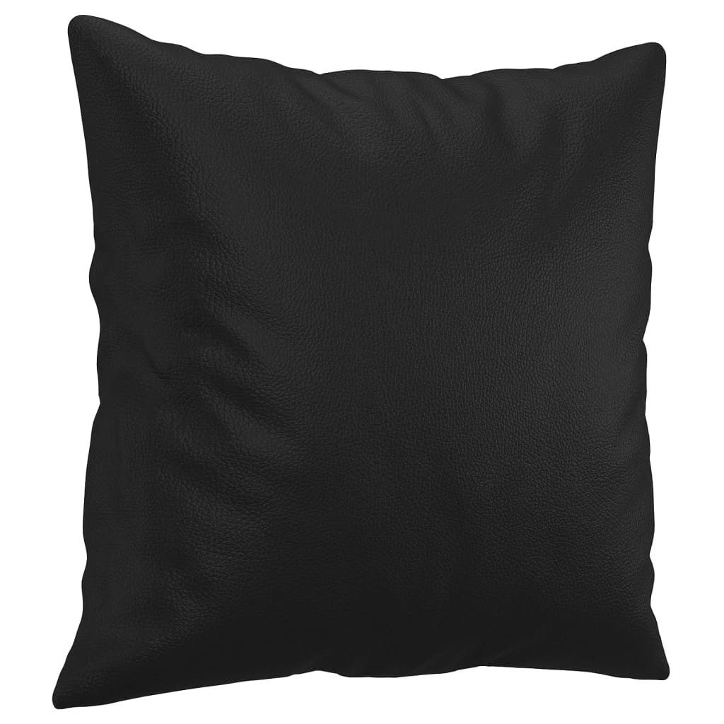 vidaXL Zierkissen Zierkissen 2 Stk. Schwarz 40x40 cm Kunstleder, (1 St)
