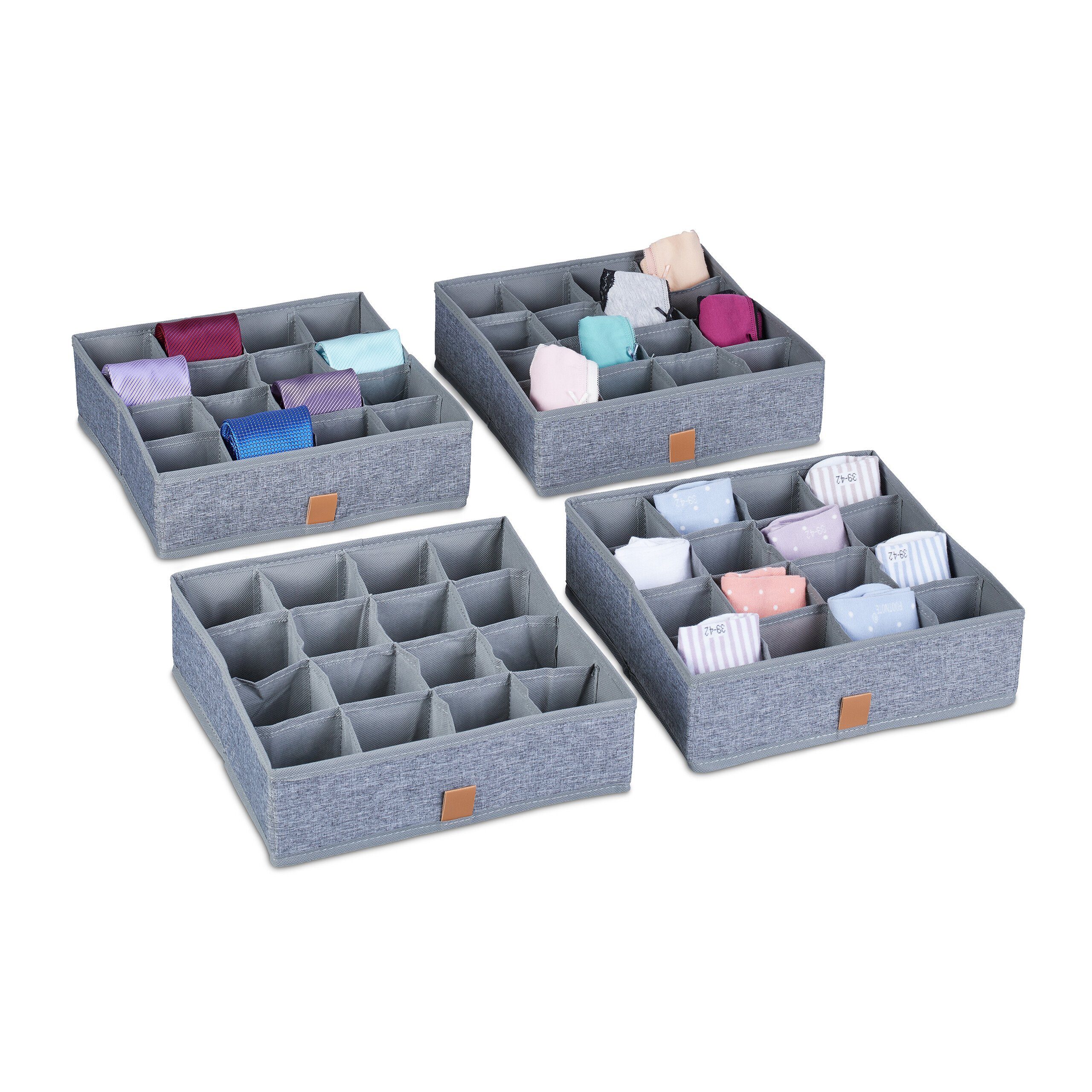 relaxdays Schubladeneinsatz Unterwäsche Organizer 4er Set (4 St)
