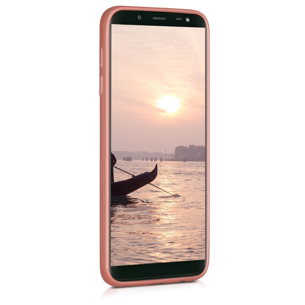 kwmobile Handyhülle Handyhülle für Samsung Galaxy J6 Hülle, Silikon Case metallisch schimmernd - Schutzhülle Cover
