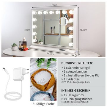 Fine Life Pro Kosmetikspiegel, Hollywood Spiegel mit Beleuchtung, 58x46cm, Touchscreen