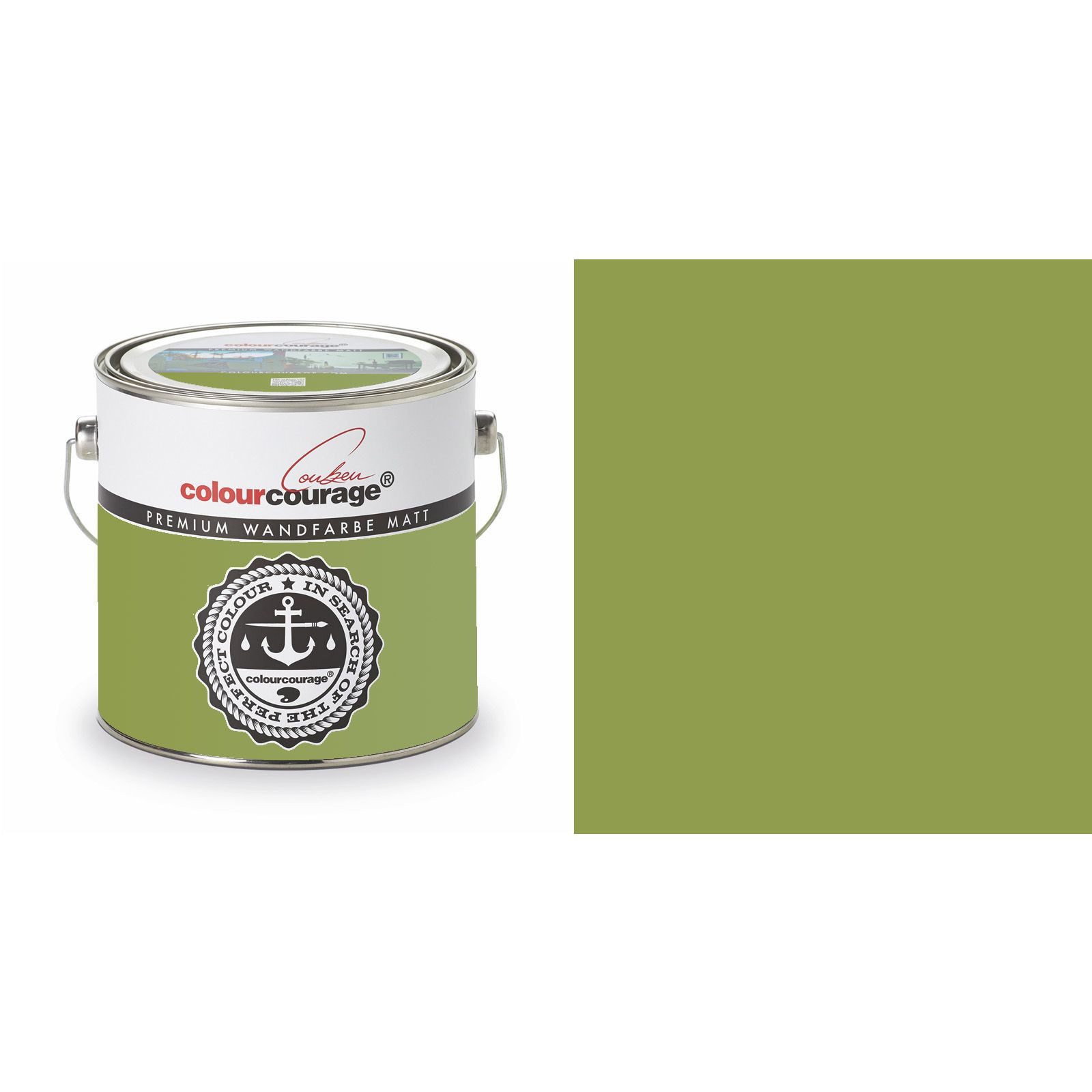 colourcourage Vollton- und Abtönfarbe 2,5L Colourcourage Wandfarbe Pomme de Pin Grün, geruchslos