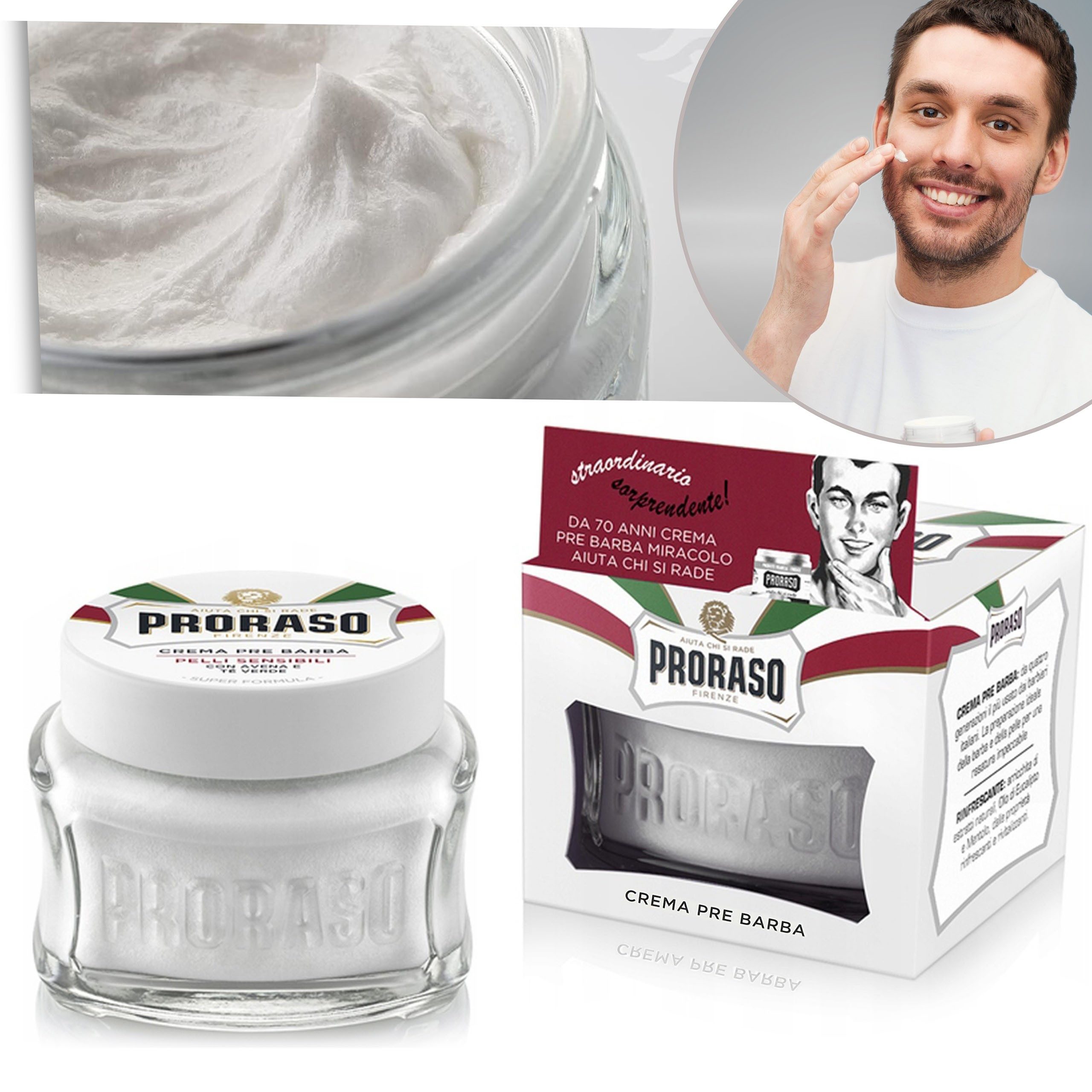 Sarcia.eu Rasiercreme Proraso - Pre-shave Creme - für empfindliche Haut 100 ml