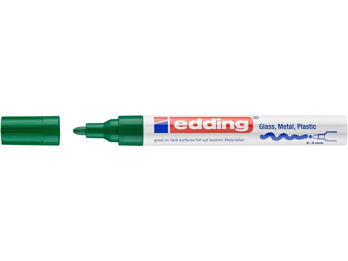 edding Lackmarker Glanzlack-Marker 750 creative in Grün Rundspitze, geruchsarm, wasserfest, hitzebeständig bis 400