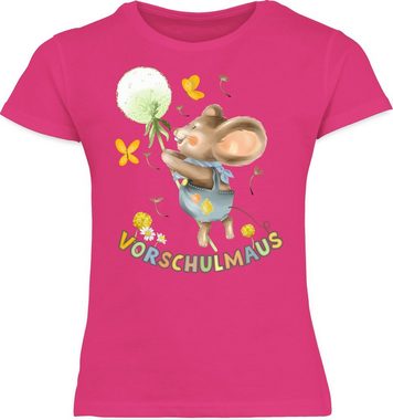 Shirtracer T-Shirt Vorschulmaus - Maus mit Pusteblume Einschulung Mädchen