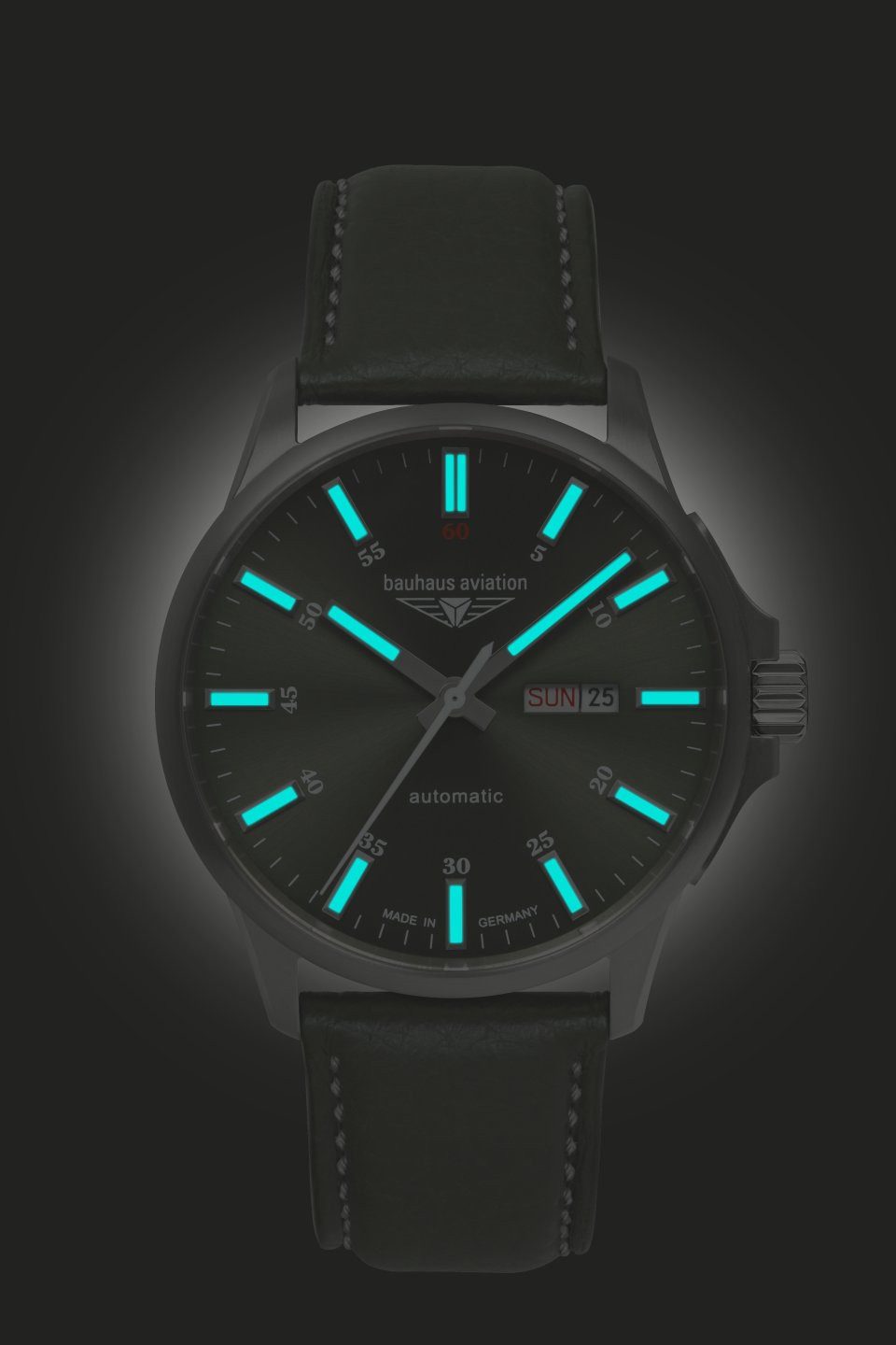 bauhaus Automatikuhr bauhaus aviation 2866-4, Armbanduhr, Herrenuhr, Datum, Titan, Saphirglas, Made in Germany