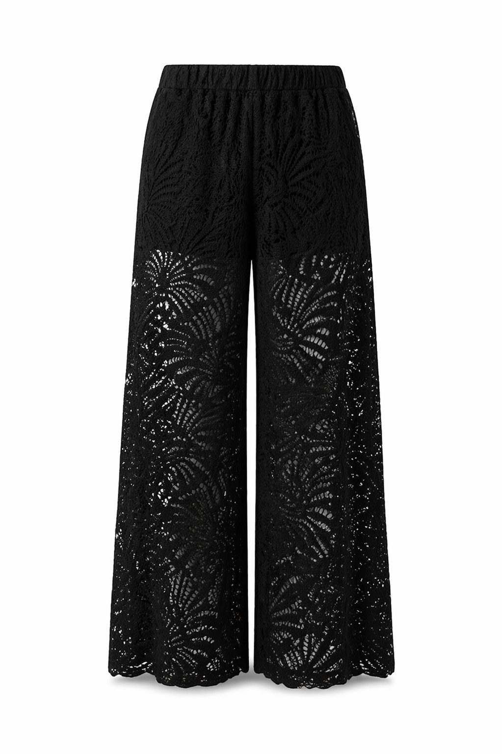 Freeman T. Porter Palazzohose Patrizia Soft Lace - Hose Lang - Palazzohose - Spitzenhose - schwarz