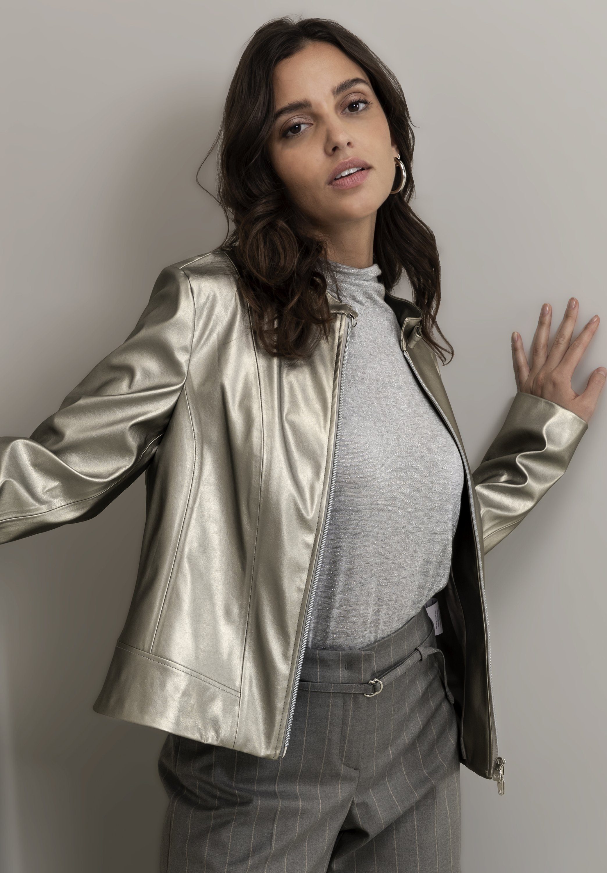 Lederimitatjacke und in coolem Metallic-Look LUCILLE mit bianca Innenfutter