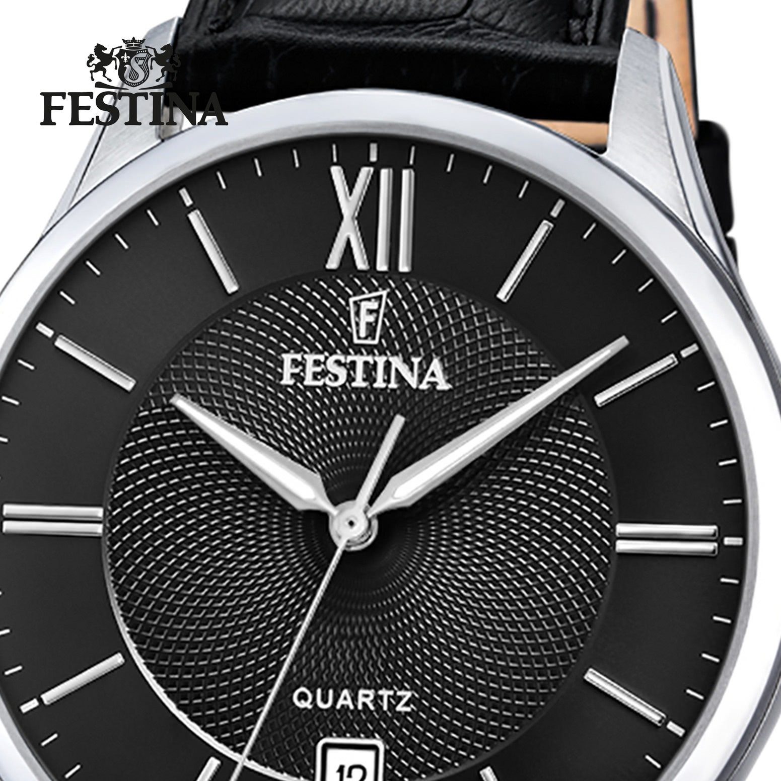 Festina Quarzuhr Festina Herren Uhr Sport F20426/3 Leder, (Analoguhr), Herren Armbanduhr rund, Lederarmband schwarz