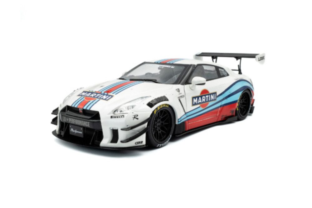 Solido Modellauto Nissan GT-R R35 Liberty Walk Body Kit 2.0 Martini 2024 weiß, Maßstab 1:18